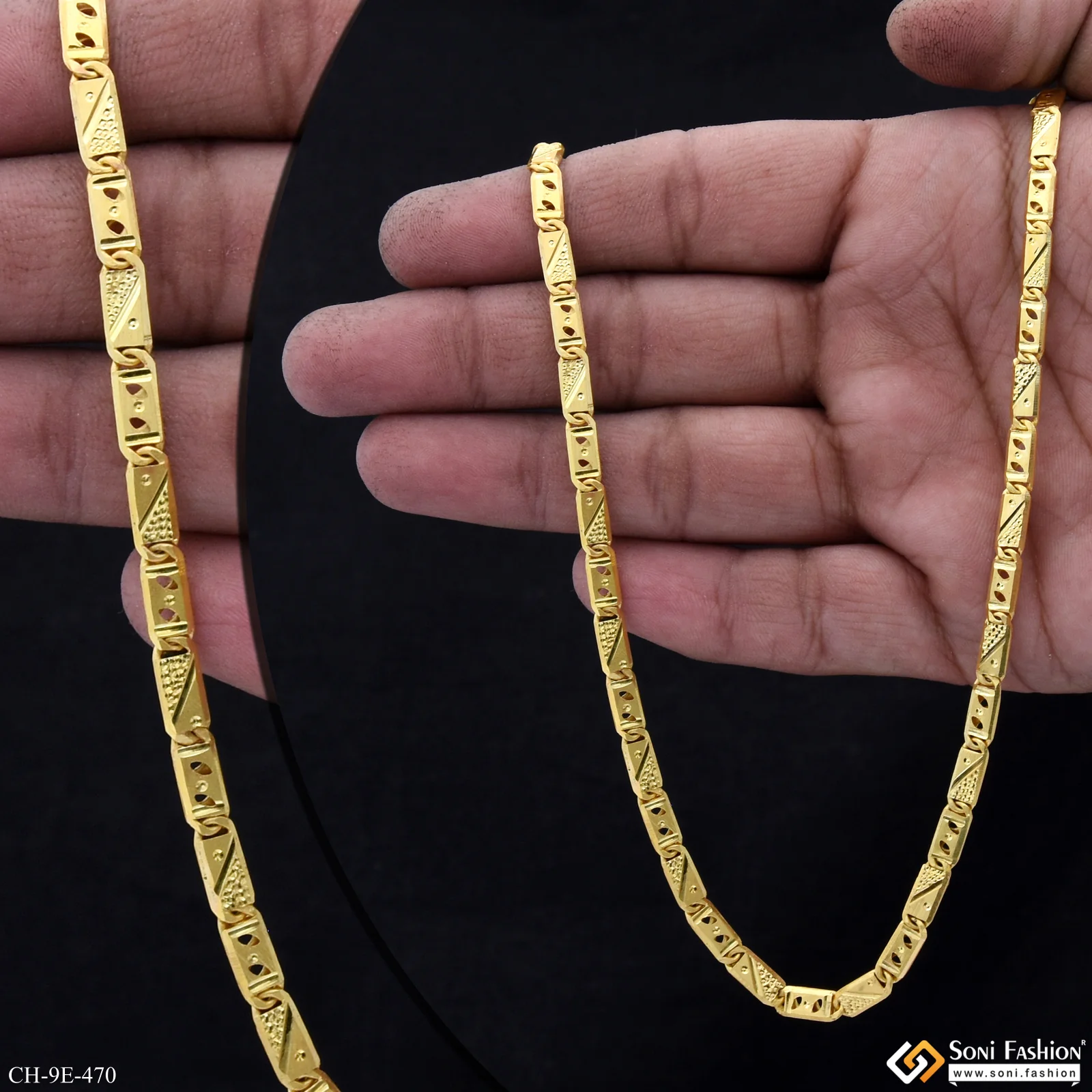 Latest Design Gold Plated Nawabi Chain for Men - Style E470 - Image 2