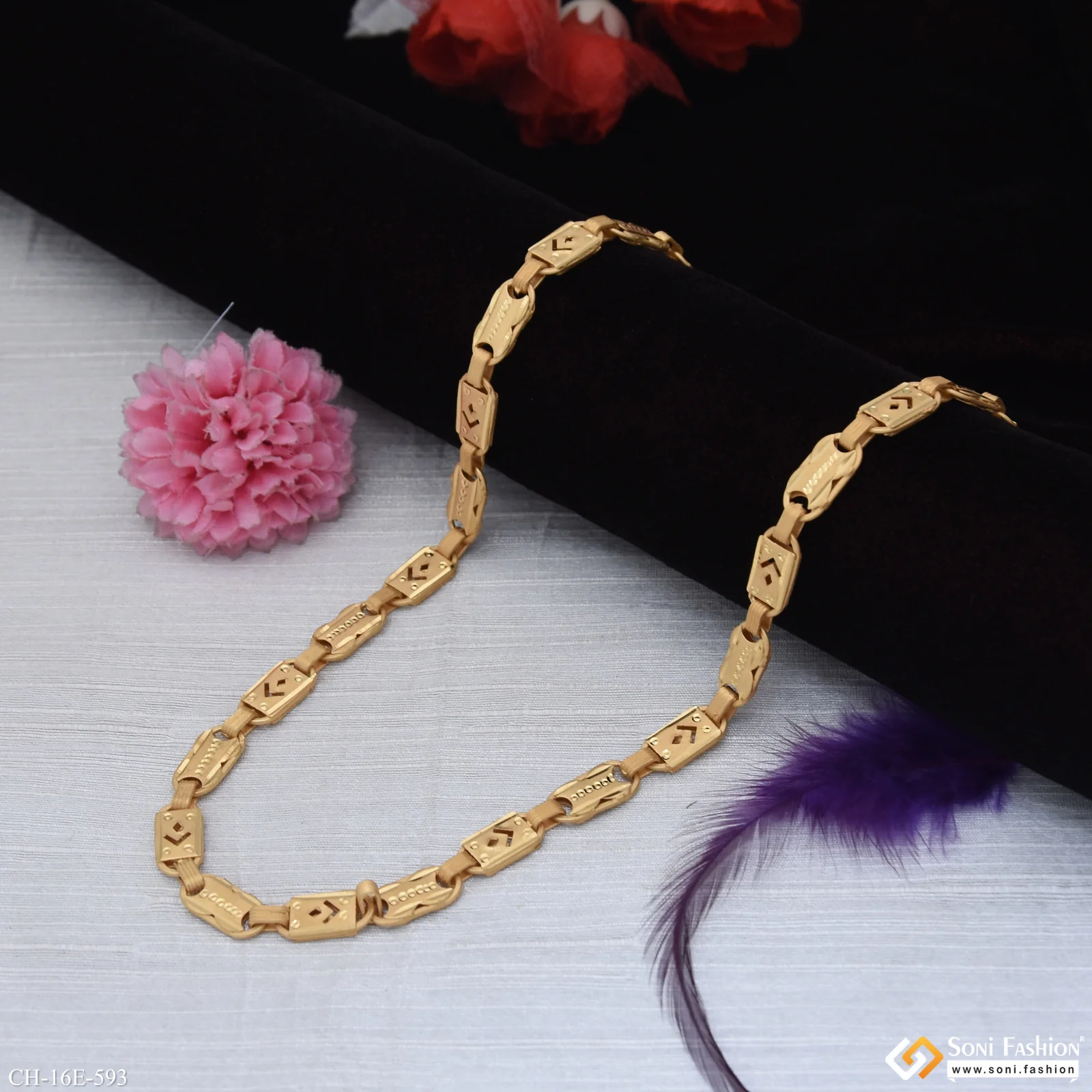 Latest Design Gold Plated Nawabi Chain for Men - Style E593 - Image 3