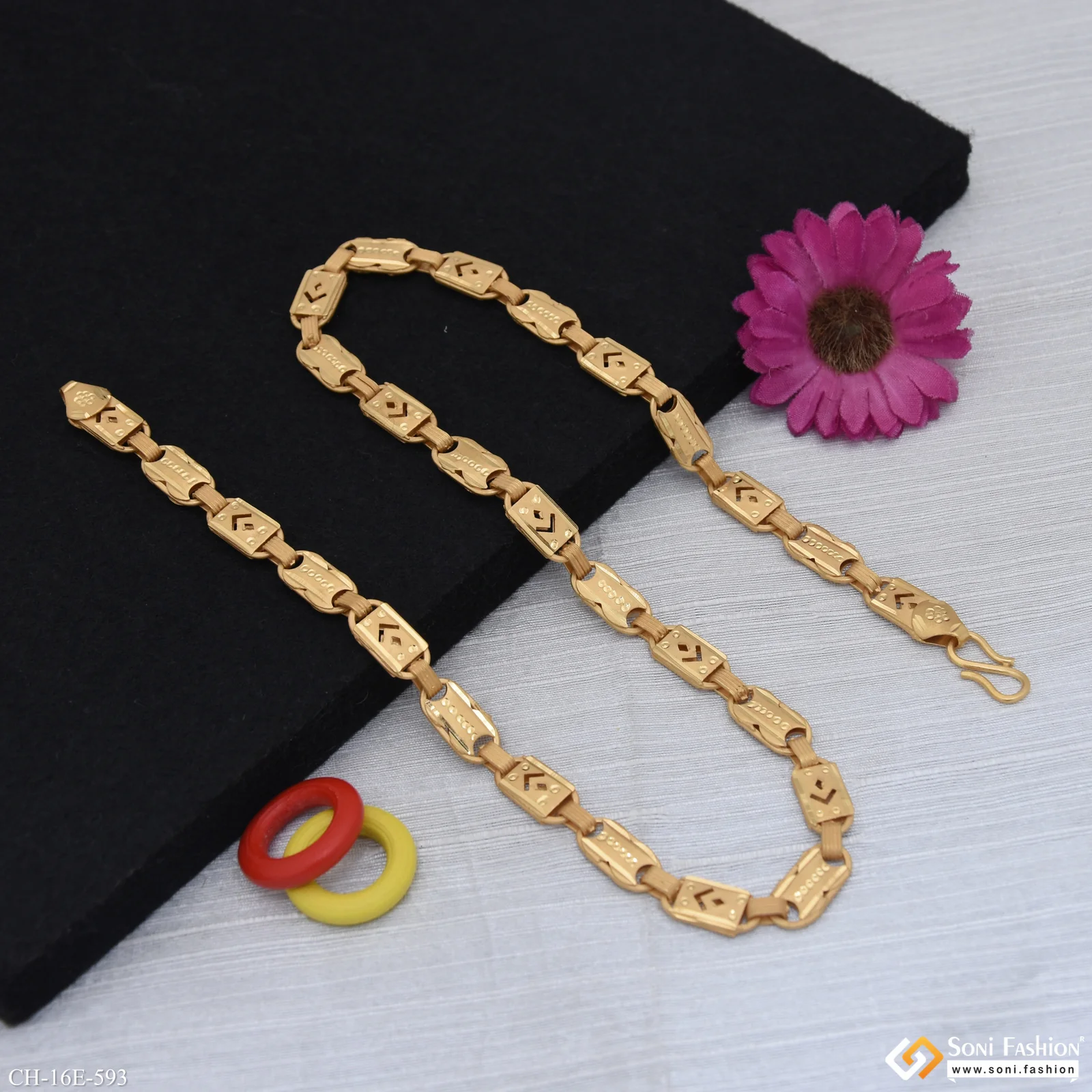 Latest Design Gold Plated Nawabi Chain for Men - Style E593 - Image 5