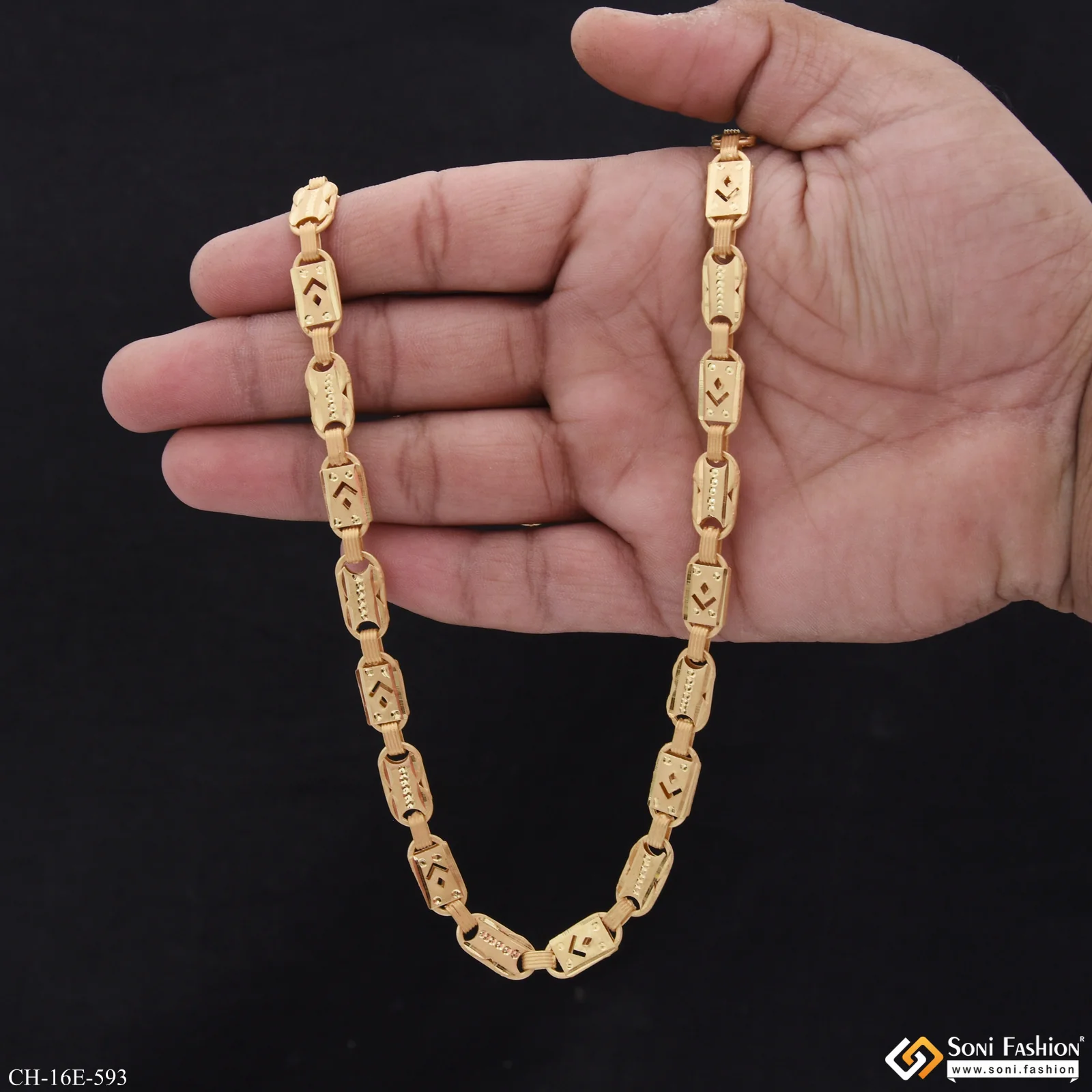 Latest Design Gold Plated Nawabi Chain for Men - Style E593 - Image 6