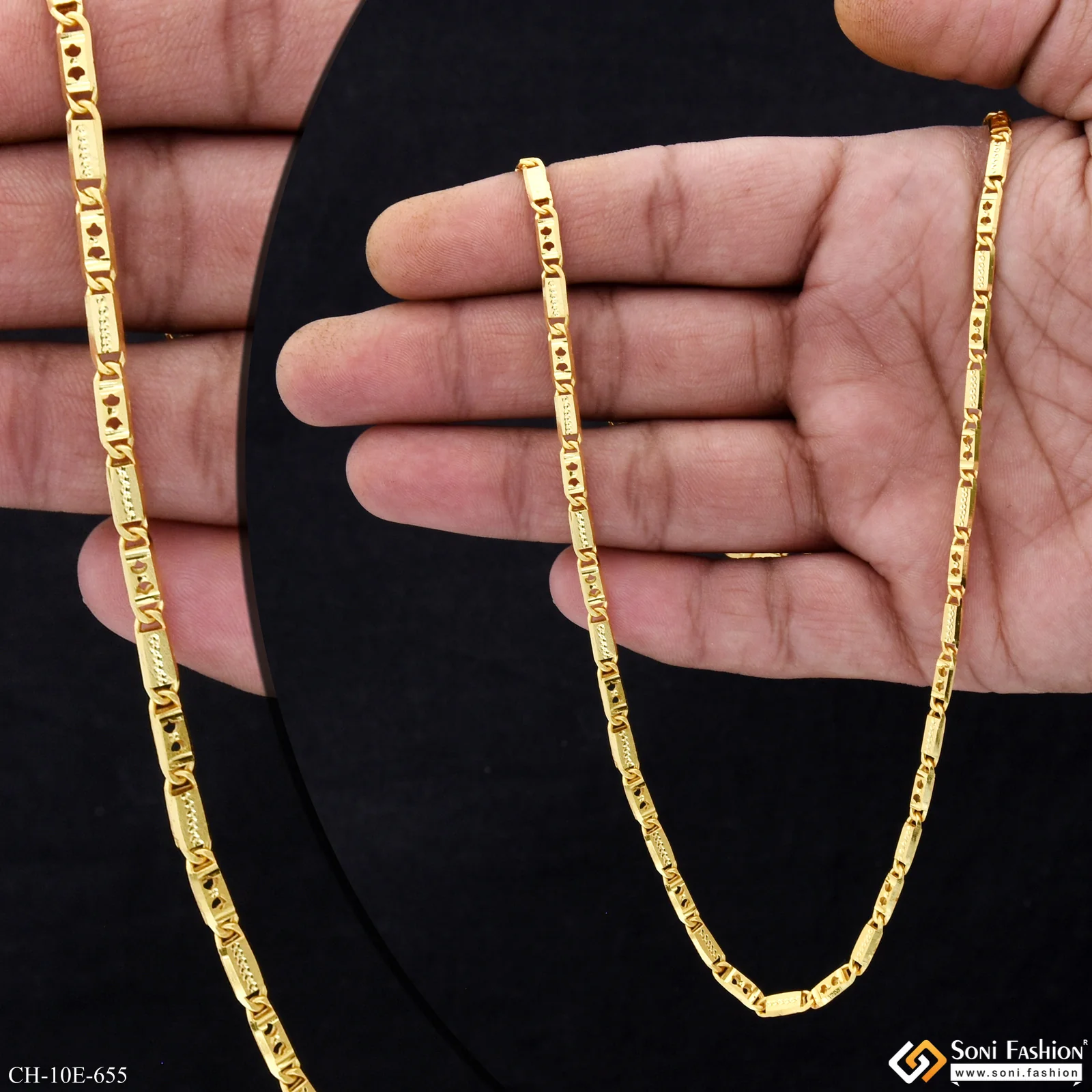 Latest Design Gold Plated Nawabi Chain for Men - Style E655 - Image 2