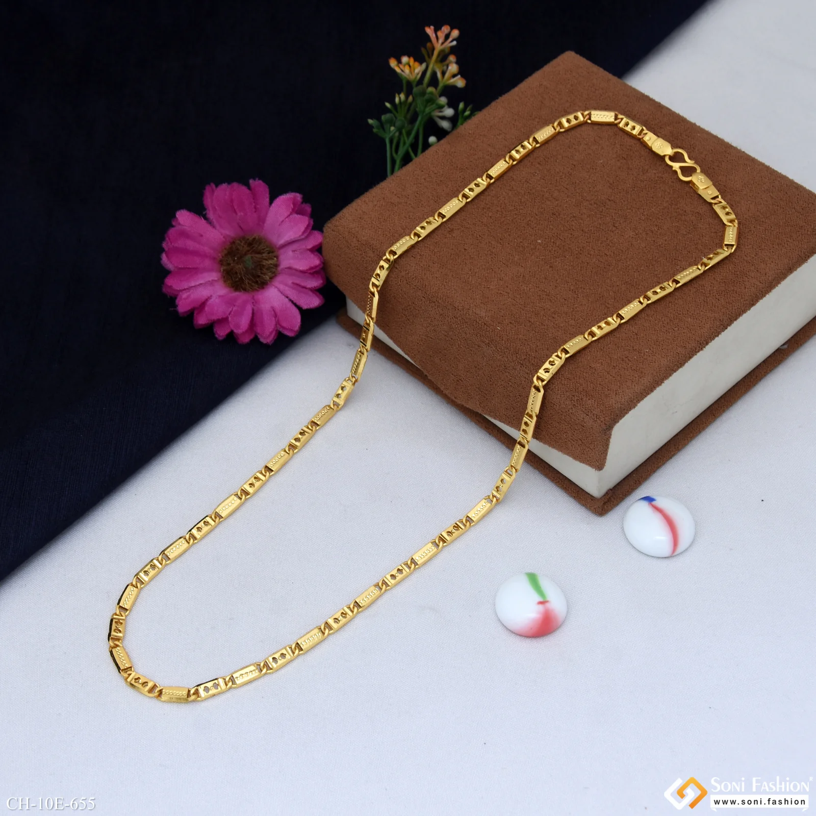 Latest Design Gold Plated Nawabi Chain for Men - Style E655 - Image 5