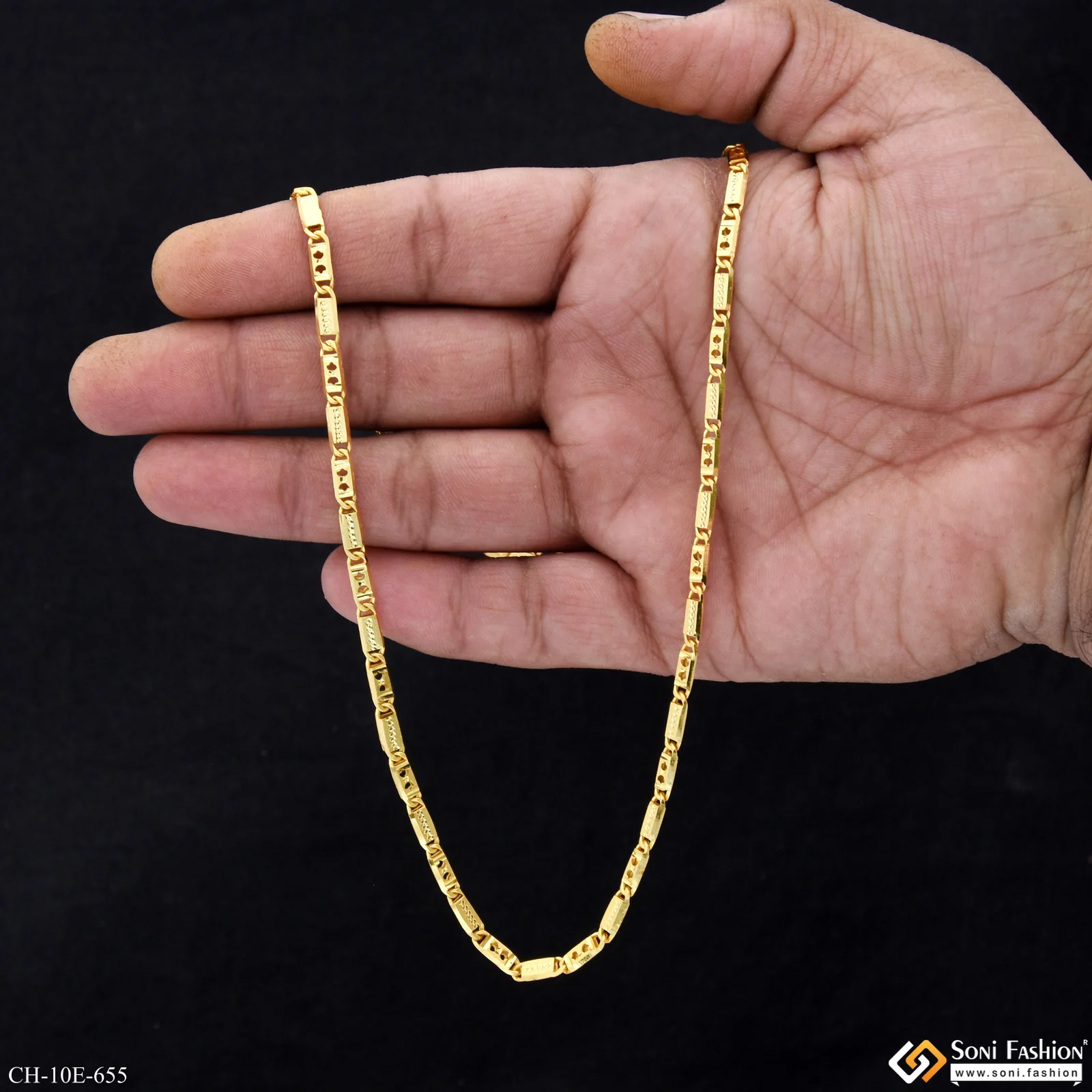 Latest Design Gold Plated Nawabi Chain for Men - Style E655 - Image 6
