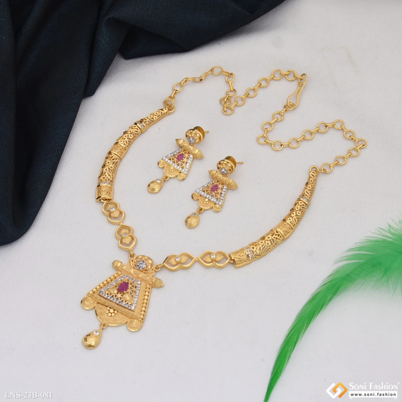 Latest Design Gold Plated Necklace Set for Women - Style B081 - Image 2