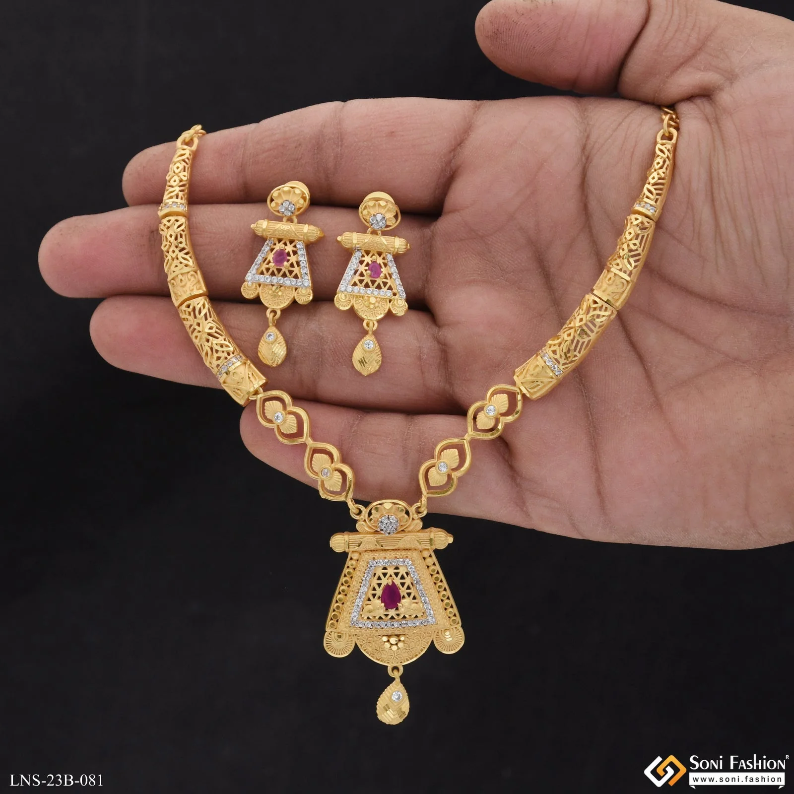 Latest Design Gold Plated Necklace Set for Women - Style B081 - Image 3