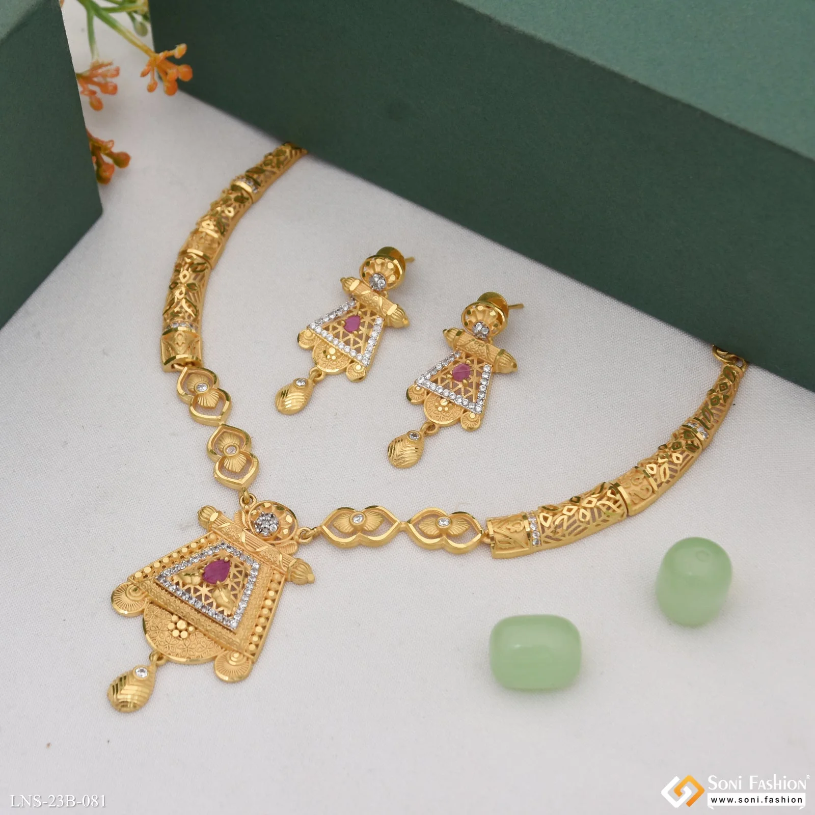 Latest Design Gold Plated Necklace Set for Women - Style B081 - Image 5