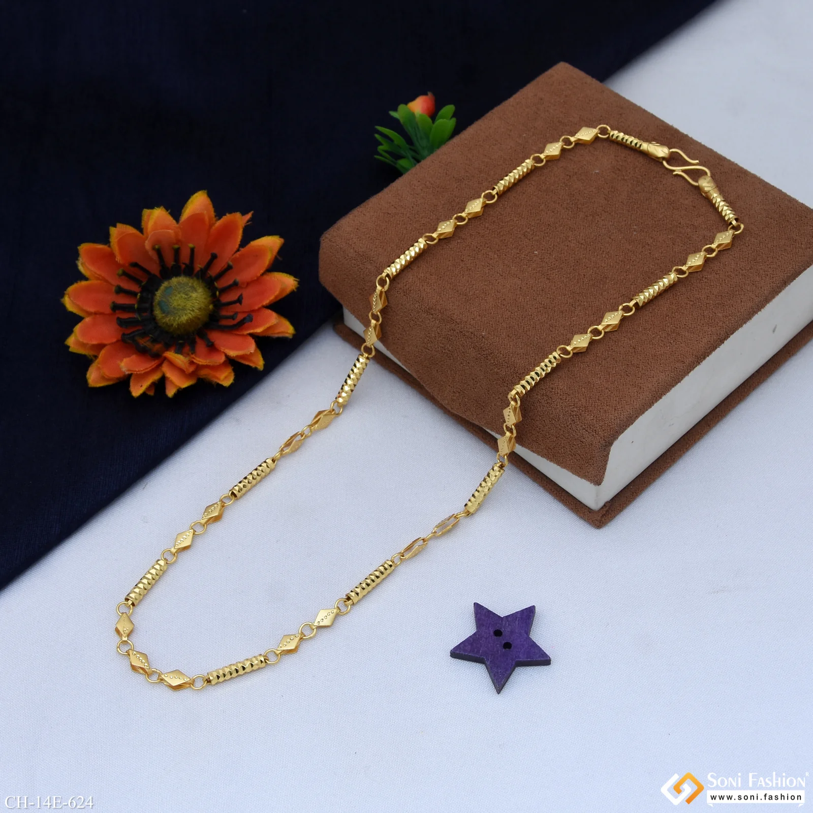 Latest Design Gold Plated Pipe Chain for Men - Style E624 - Image 3
