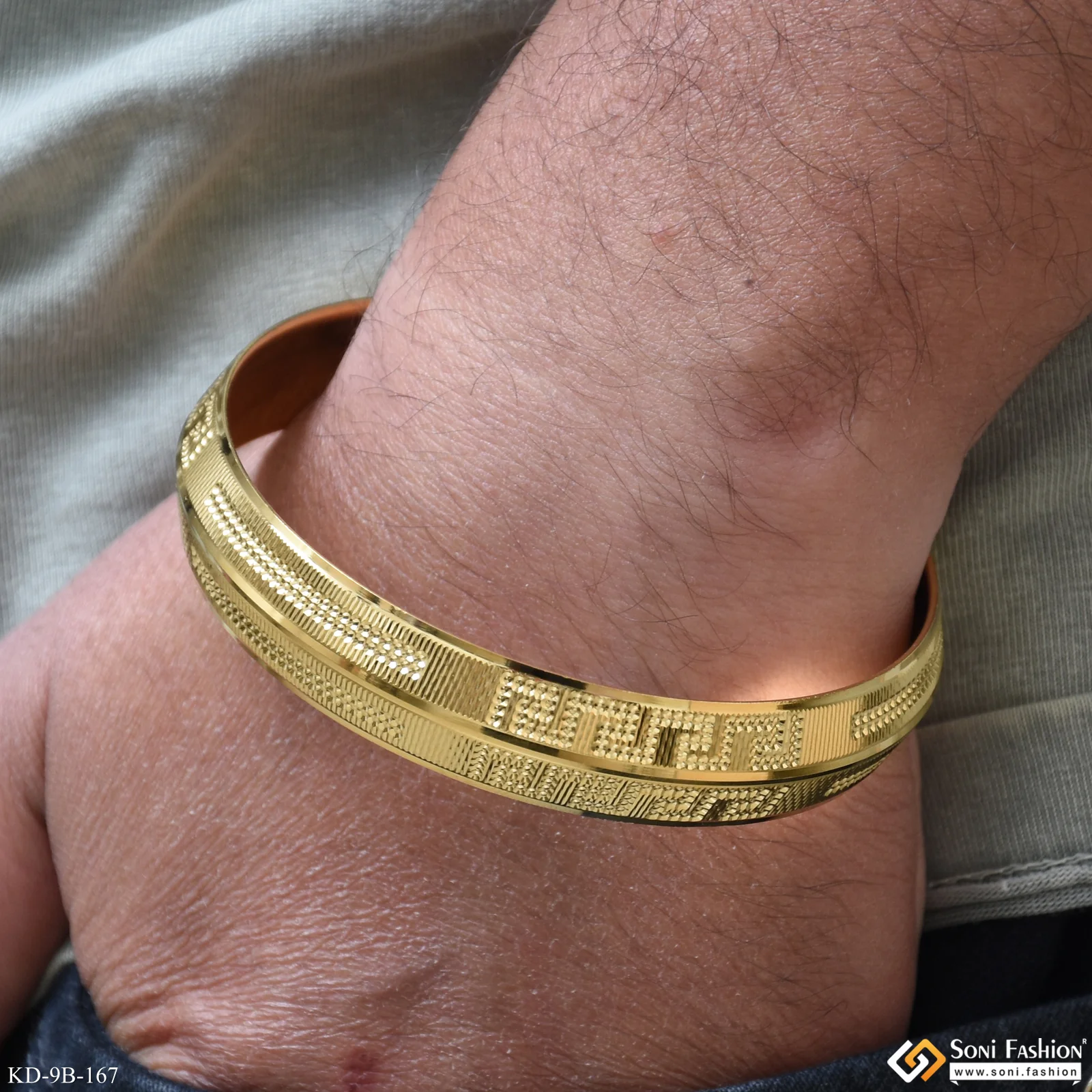 Latest Design Gold Plated Punjabi Kada for Men - Style B167 - Image 2