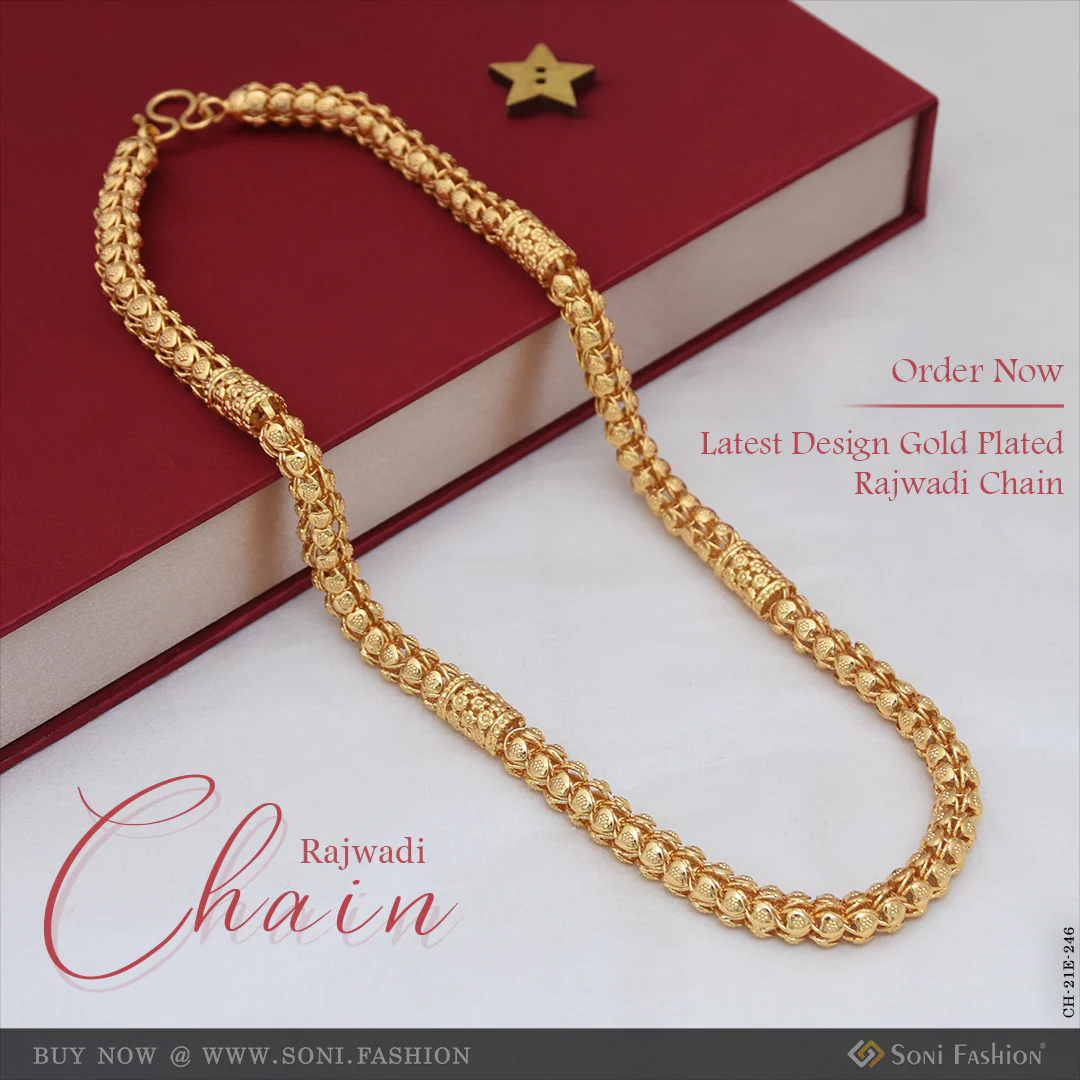 Latest Design Gold Plated Rajwadi Chain for Men - Style E246