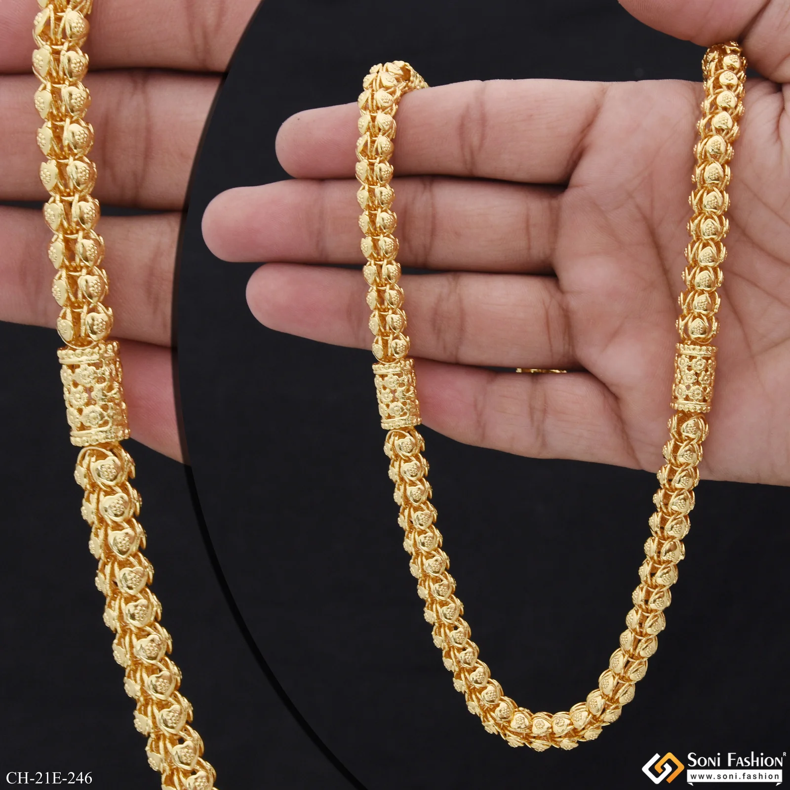 Latest Design Gold Plated Rajwadi Chain for Men - Style E246 - Image 3
