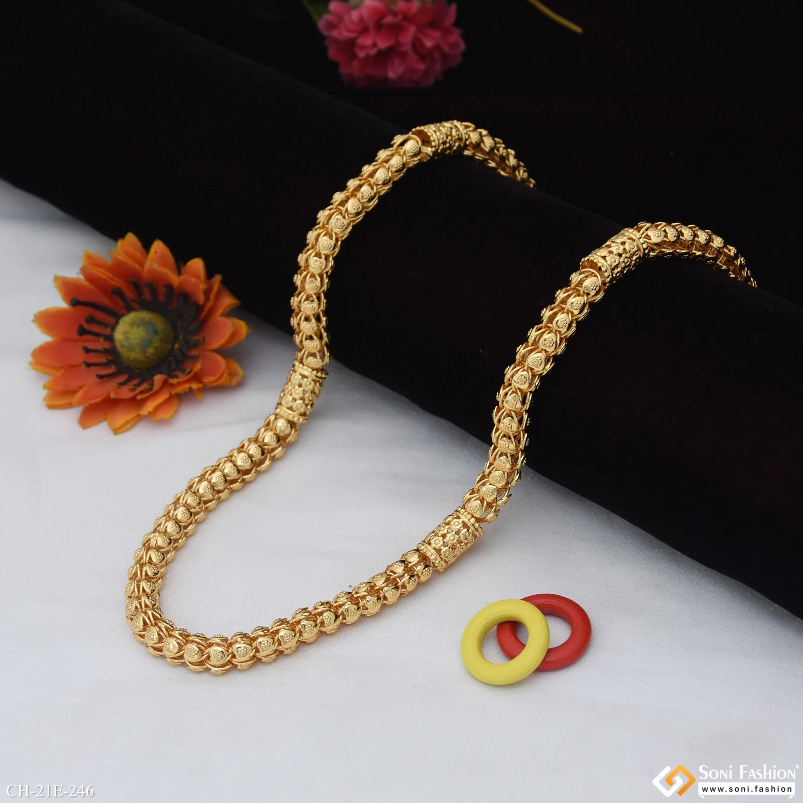 Latest Design Gold Plated Rajwadi Chain for Men - Style E246 - Image 4
