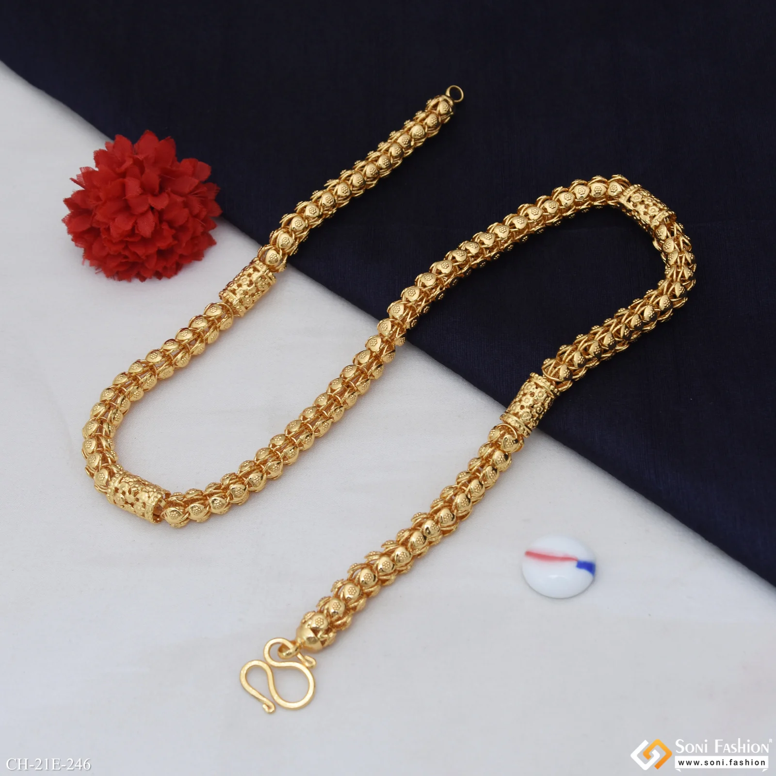 Latest Design Gold Plated Rajwadi Chain for Men - Style E246 - Image 5