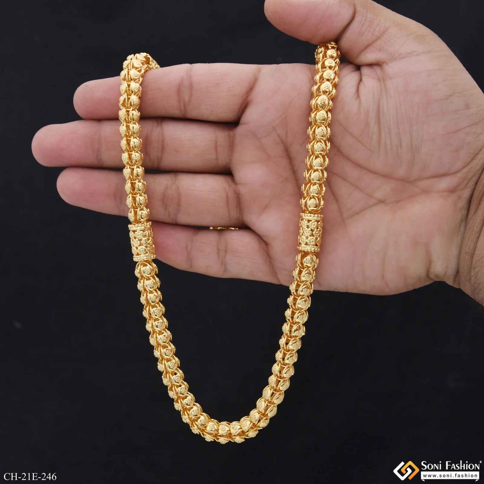 Latest Design Gold Plated Rajwadi Chain for Men - Style E246 - Image 8