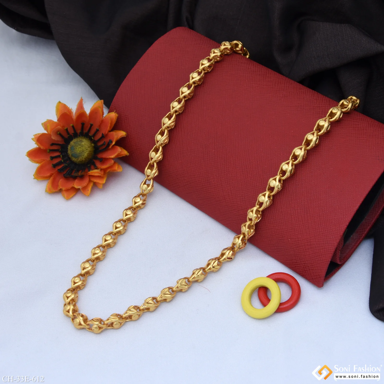 Latest Design Gold Plated Rajwadi Chain for Men - Style E612 - Image 3