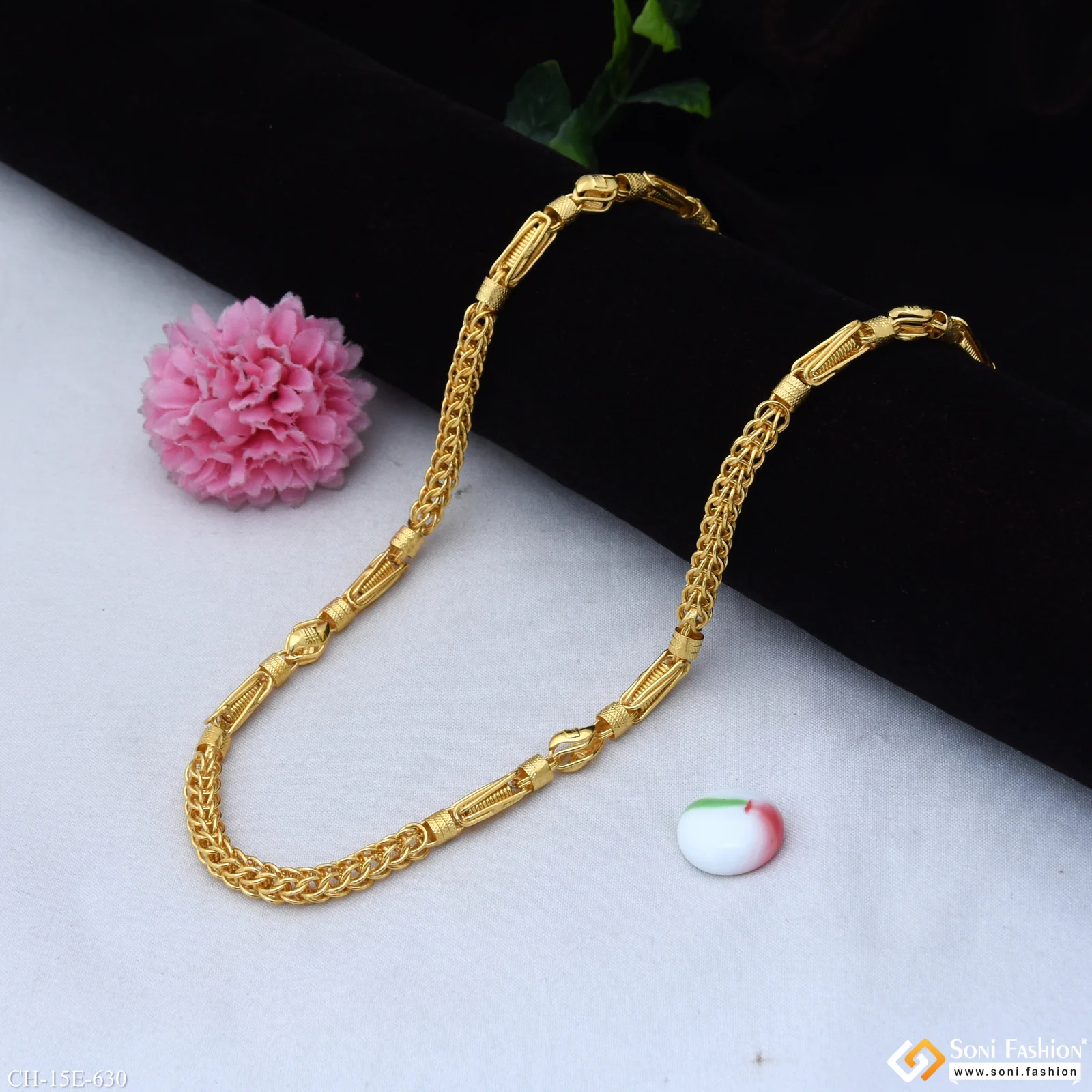 Latest Design Gold Plated Rajwadi Chain for Men - Style E630 - Image 3