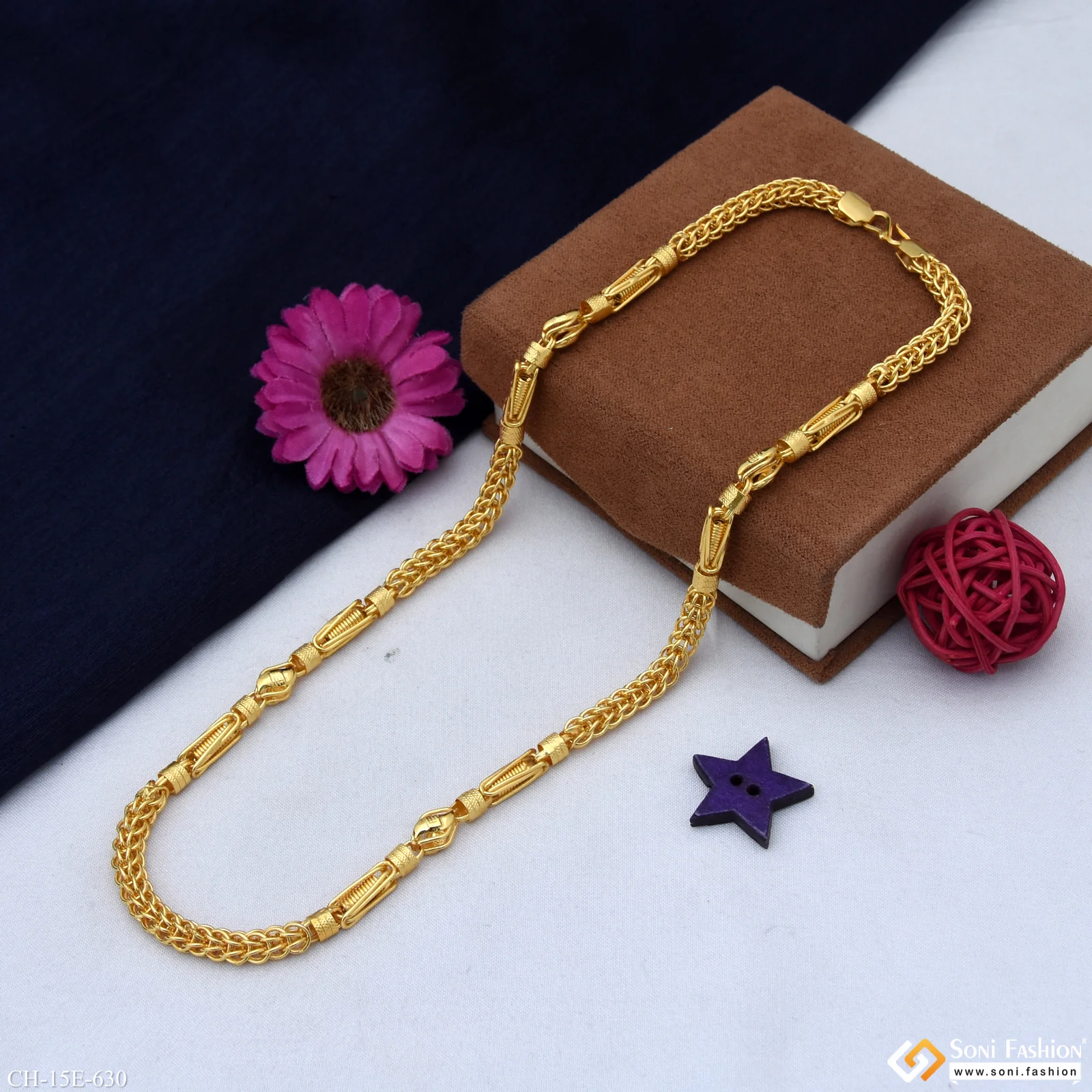 Latest Design Gold Plated Rajwadi Chain for Men - Style E630 - Image 5
