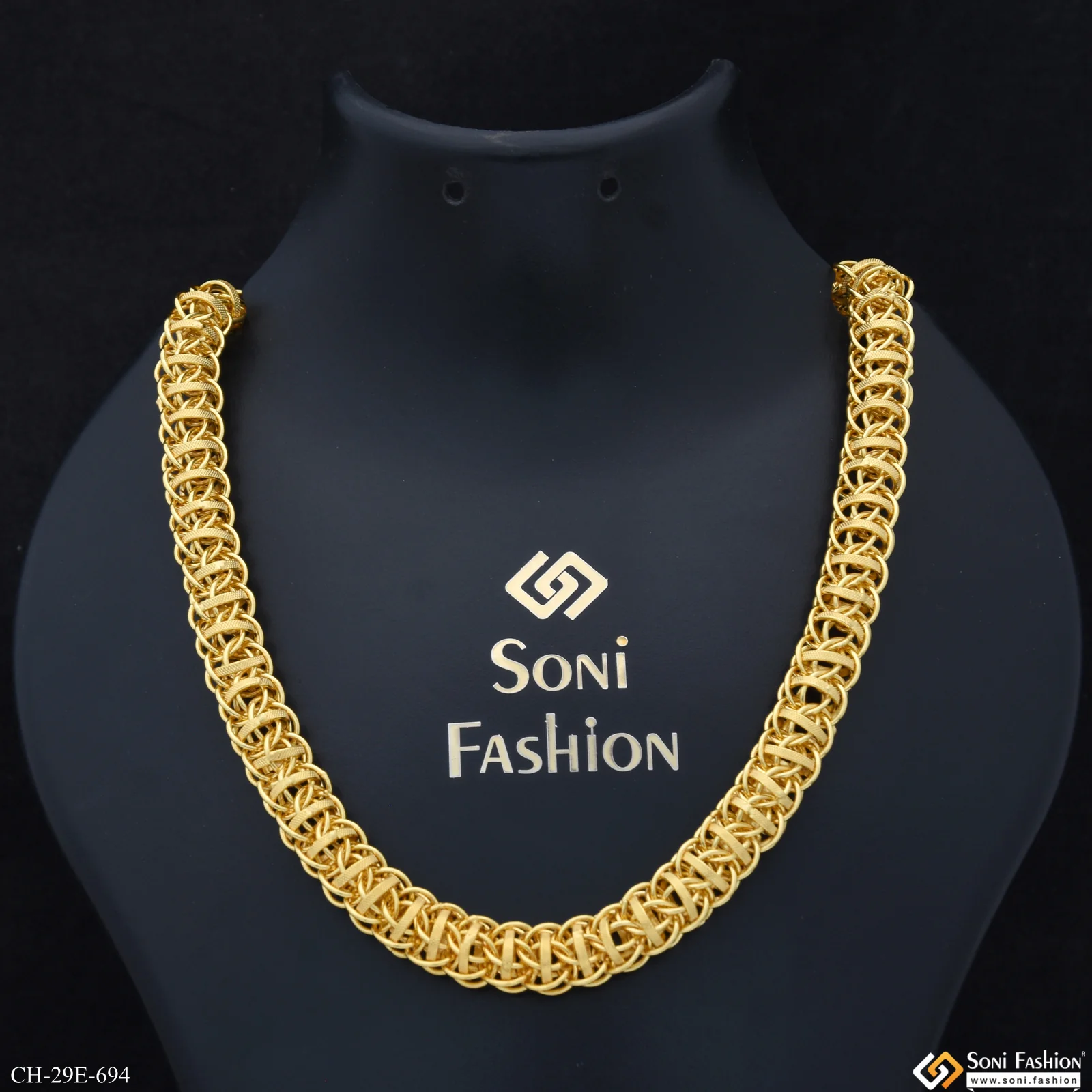 Latest Design Gold Plated Rajwadi Chain for Men - Style E694