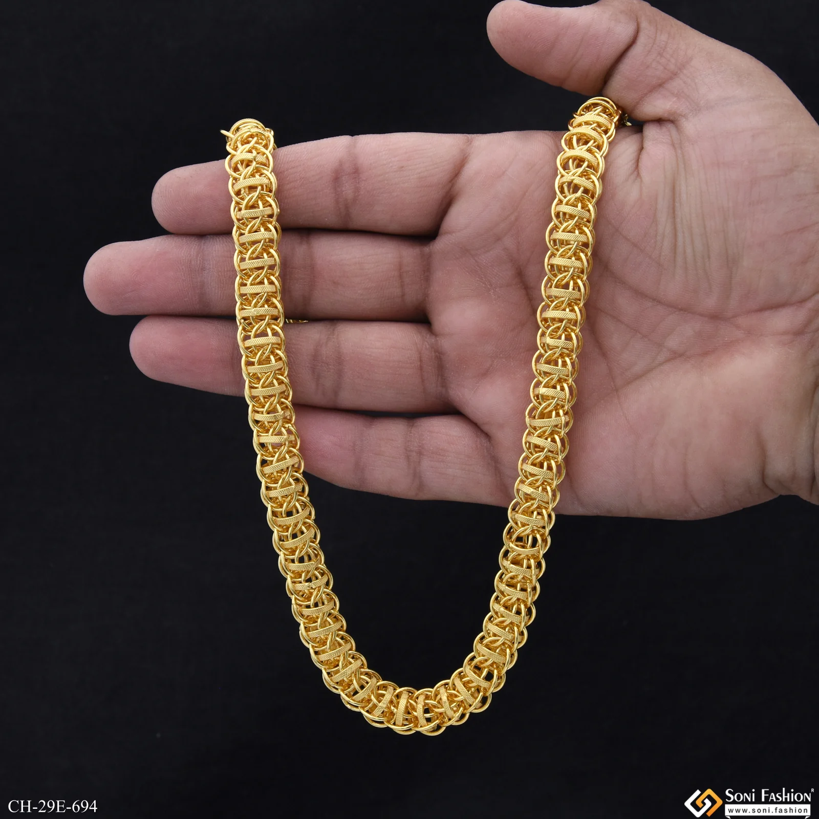 Latest Design Gold Plated Rajwadi Chain for Men - Style E694 - Image 6