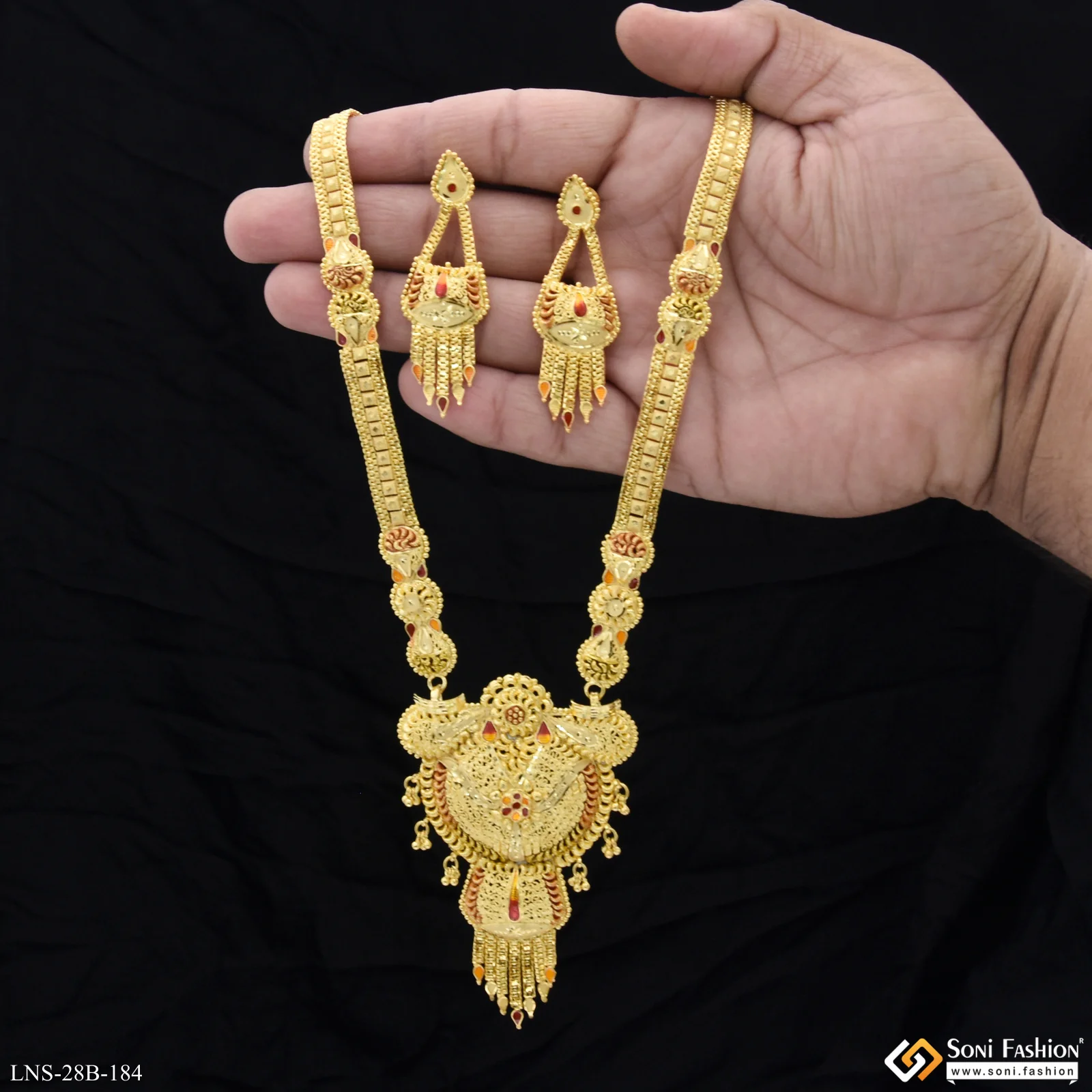 Latest Design Gold Plated Rani Haar Necklace Set for Women - Style B184 - Image 5