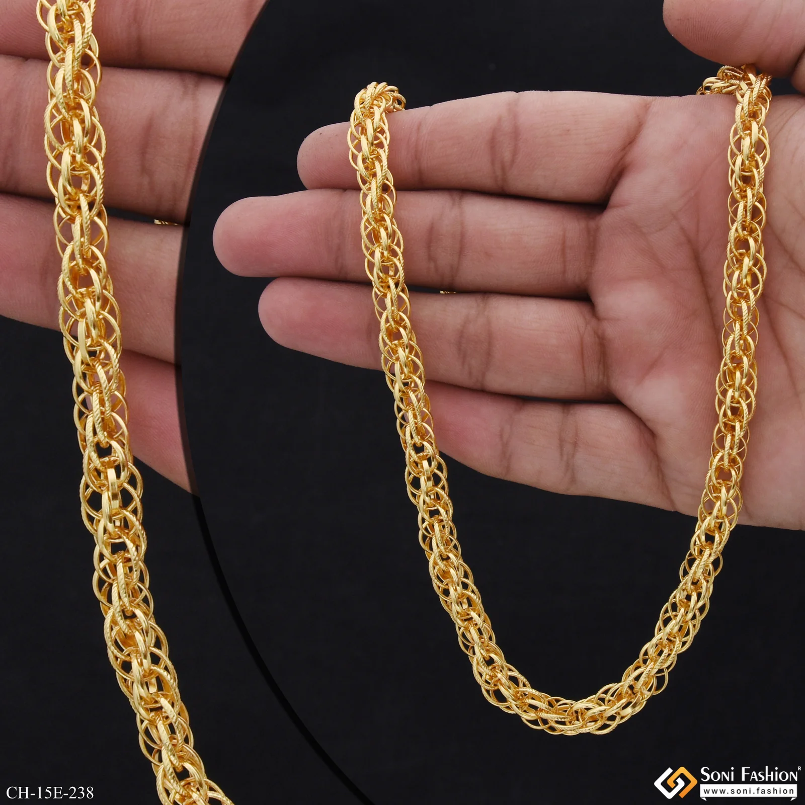 Latest Design Gold Plated Rassa Chain for Men - Style E238 - Image 3