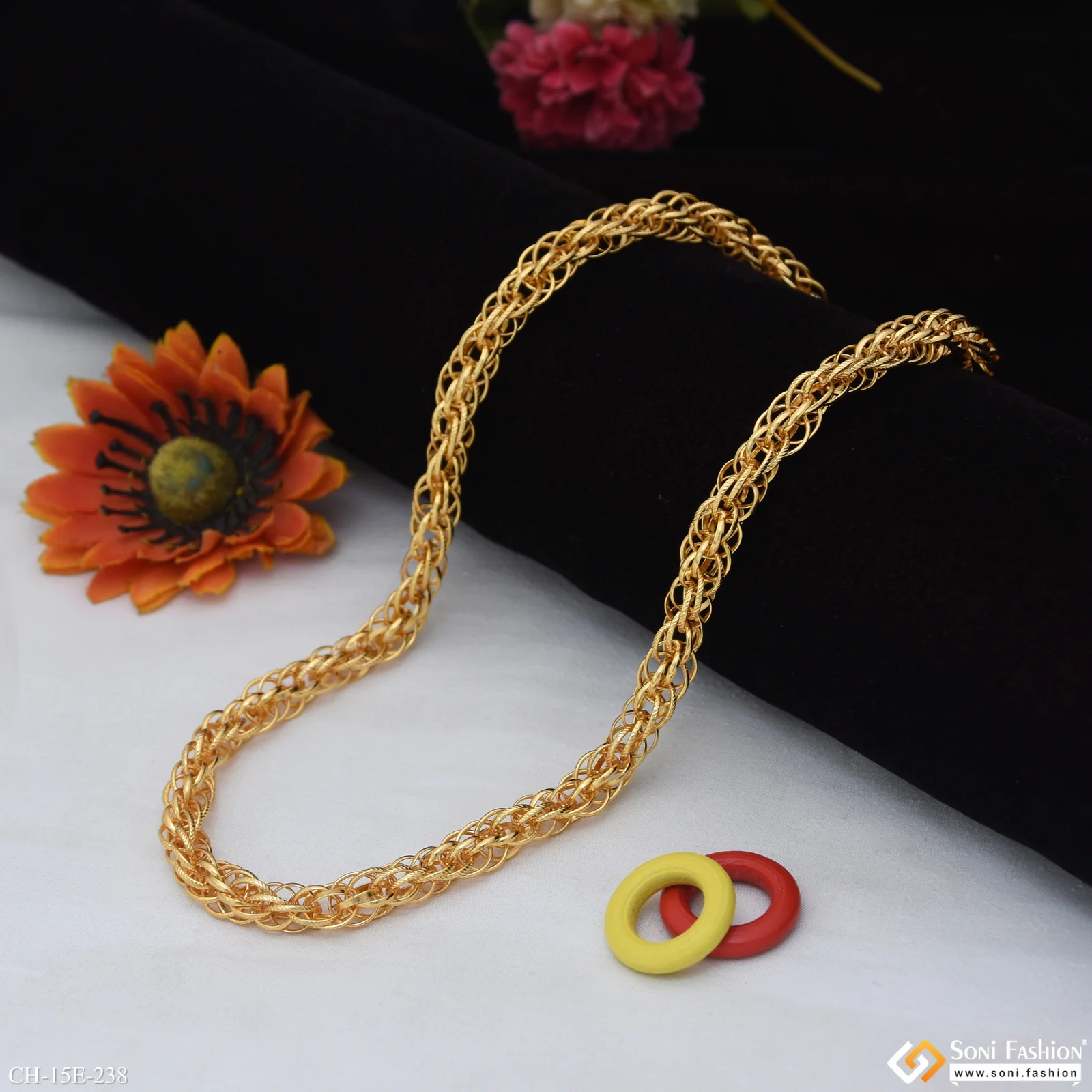 Latest Design Gold Plated Rassa Chain for Men - Style E238 - Image 4
