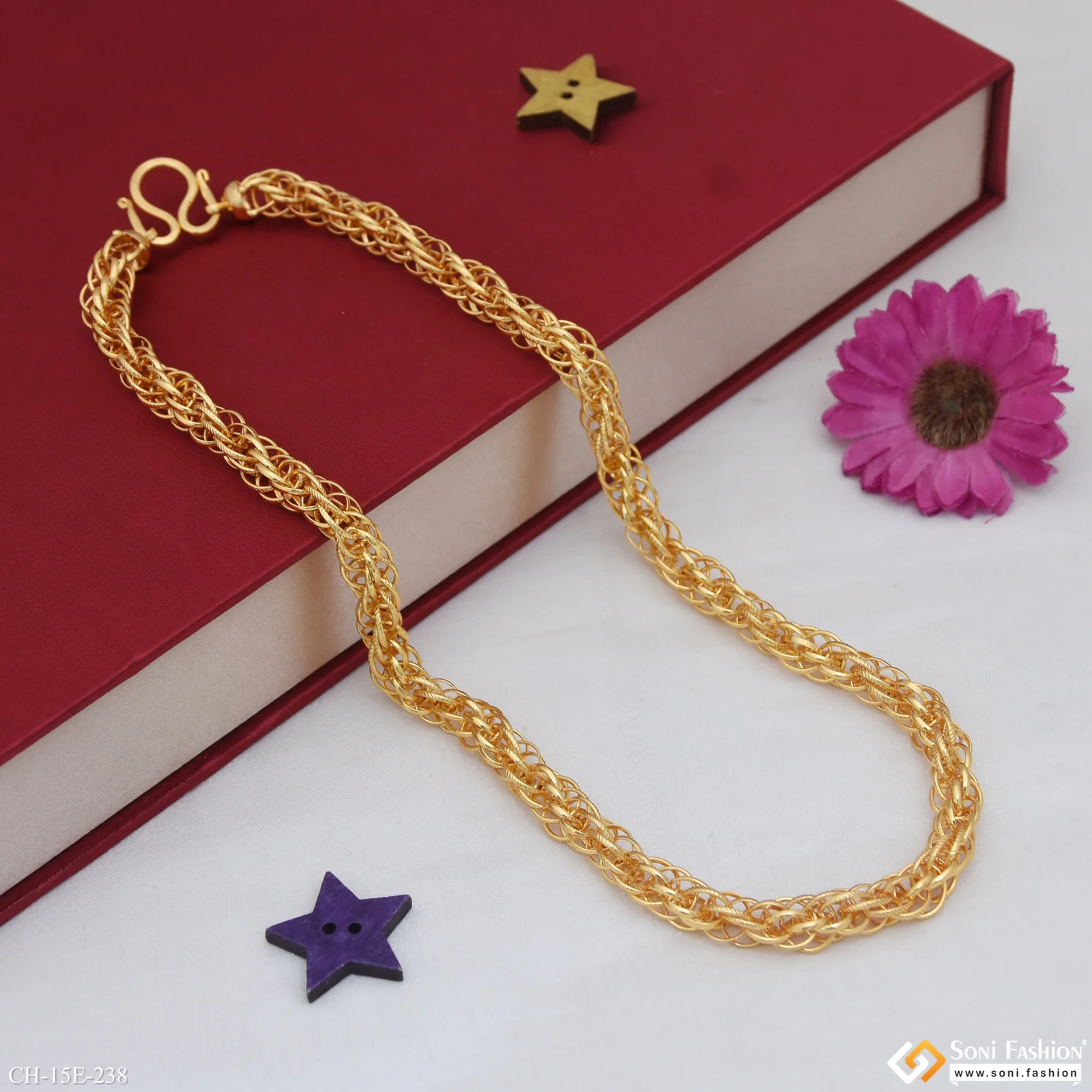 Latest Design Gold Plated Rassa Chain for Men - Style E238 - Image 5