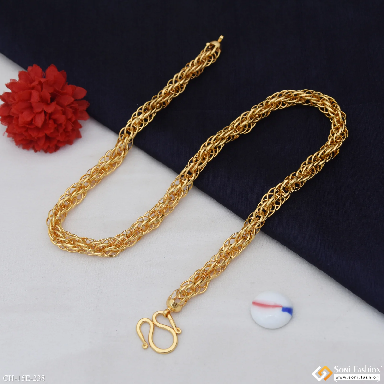 Latest Design Gold Plated Rassa Chain for Men - Style E238 - Image 6