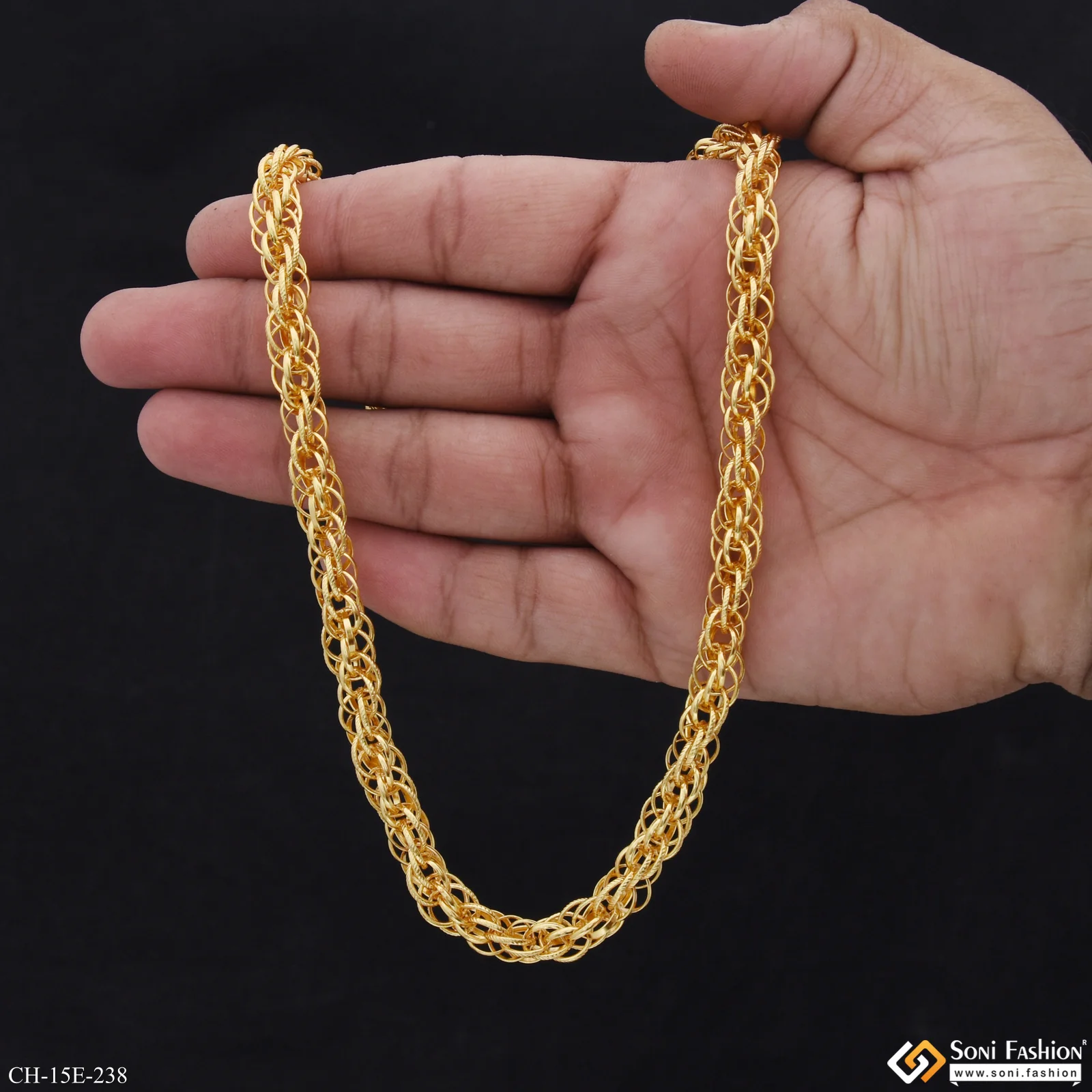 Latest Design Gold Plated Rassa Chain for Men - Style E238 - Image 7