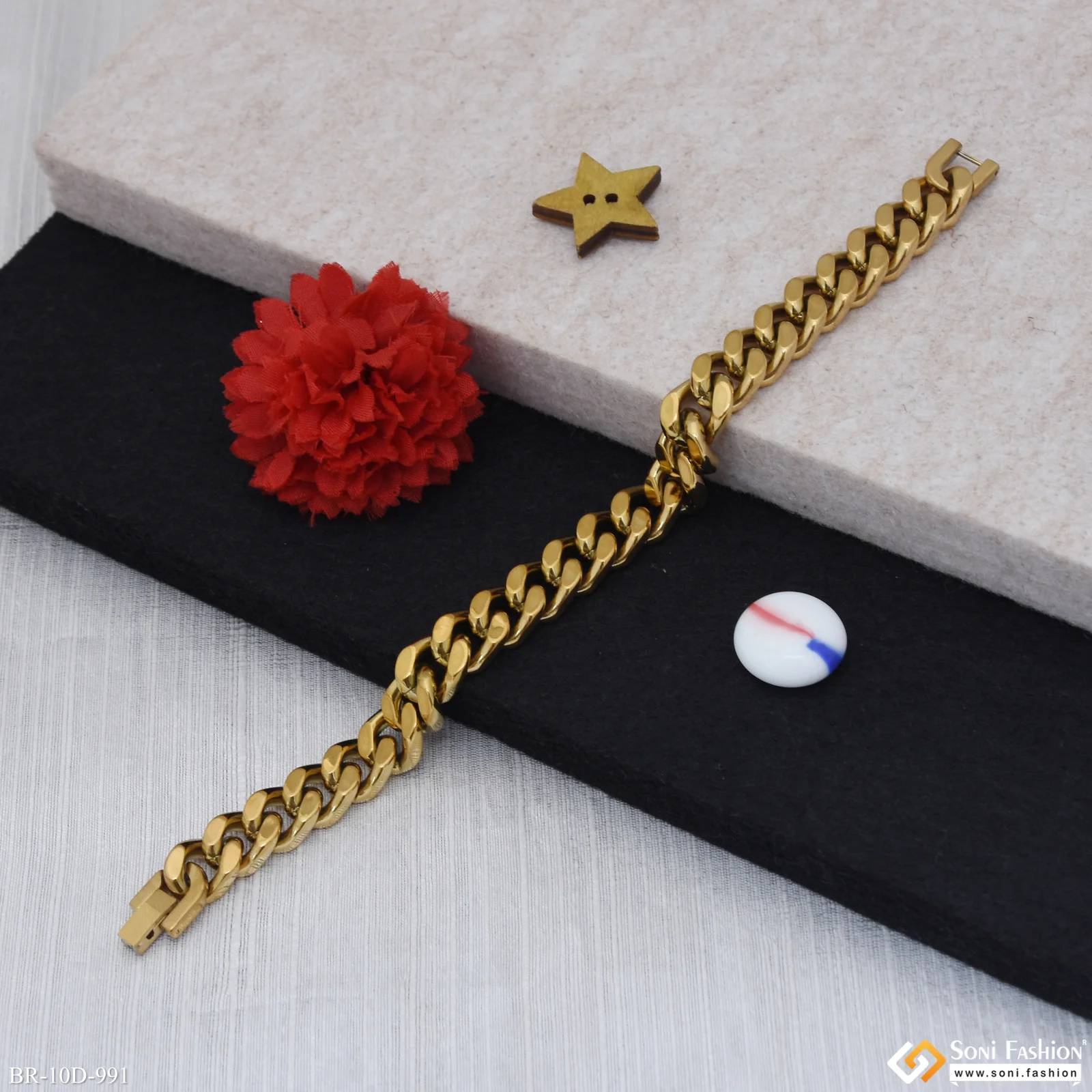 Latest Design Golden Color Cuban Link Bracelet for Men - Style D991 - Image 3