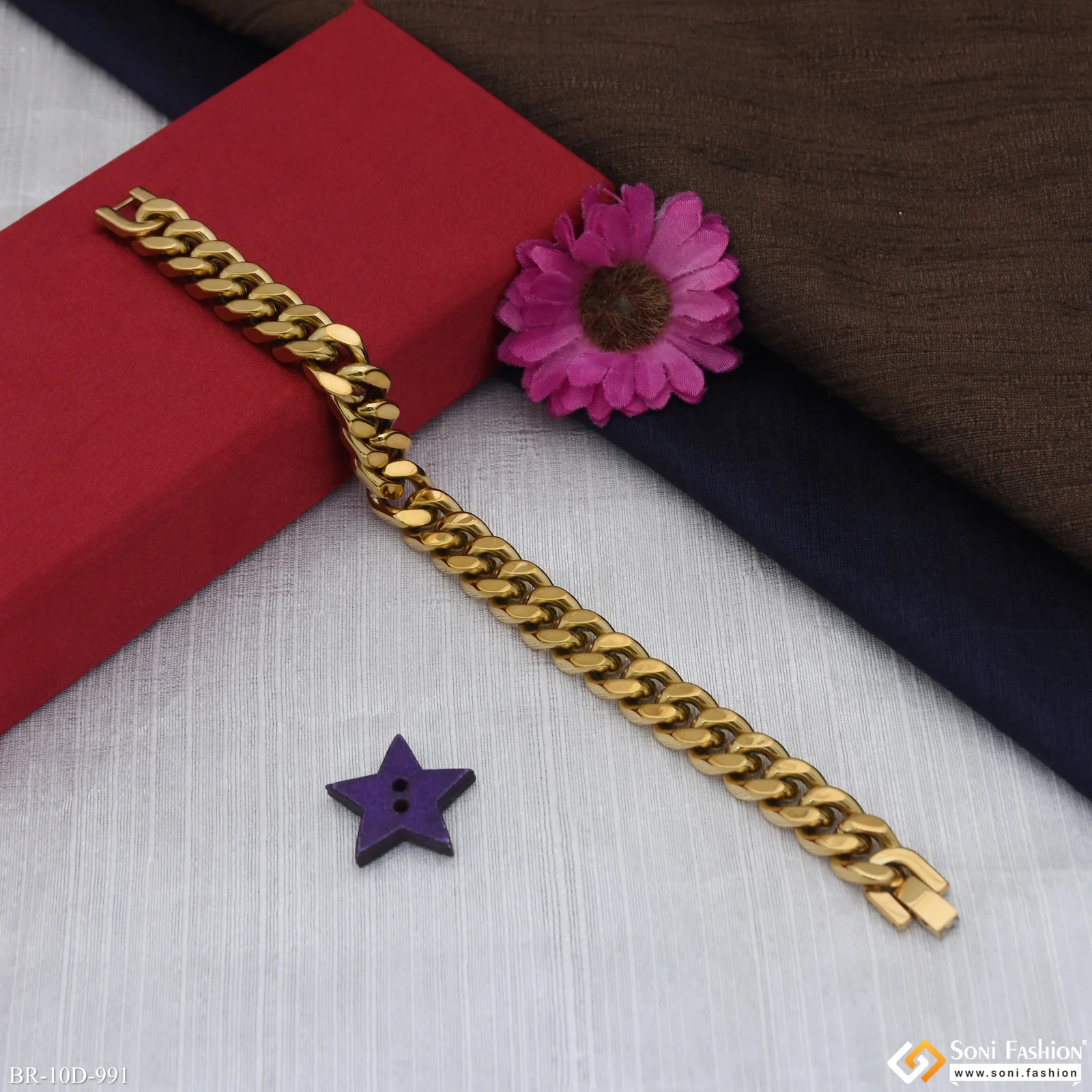 Latest Design Golden Color Cuban Link Bracelet for Men - Style D991 - Image 5