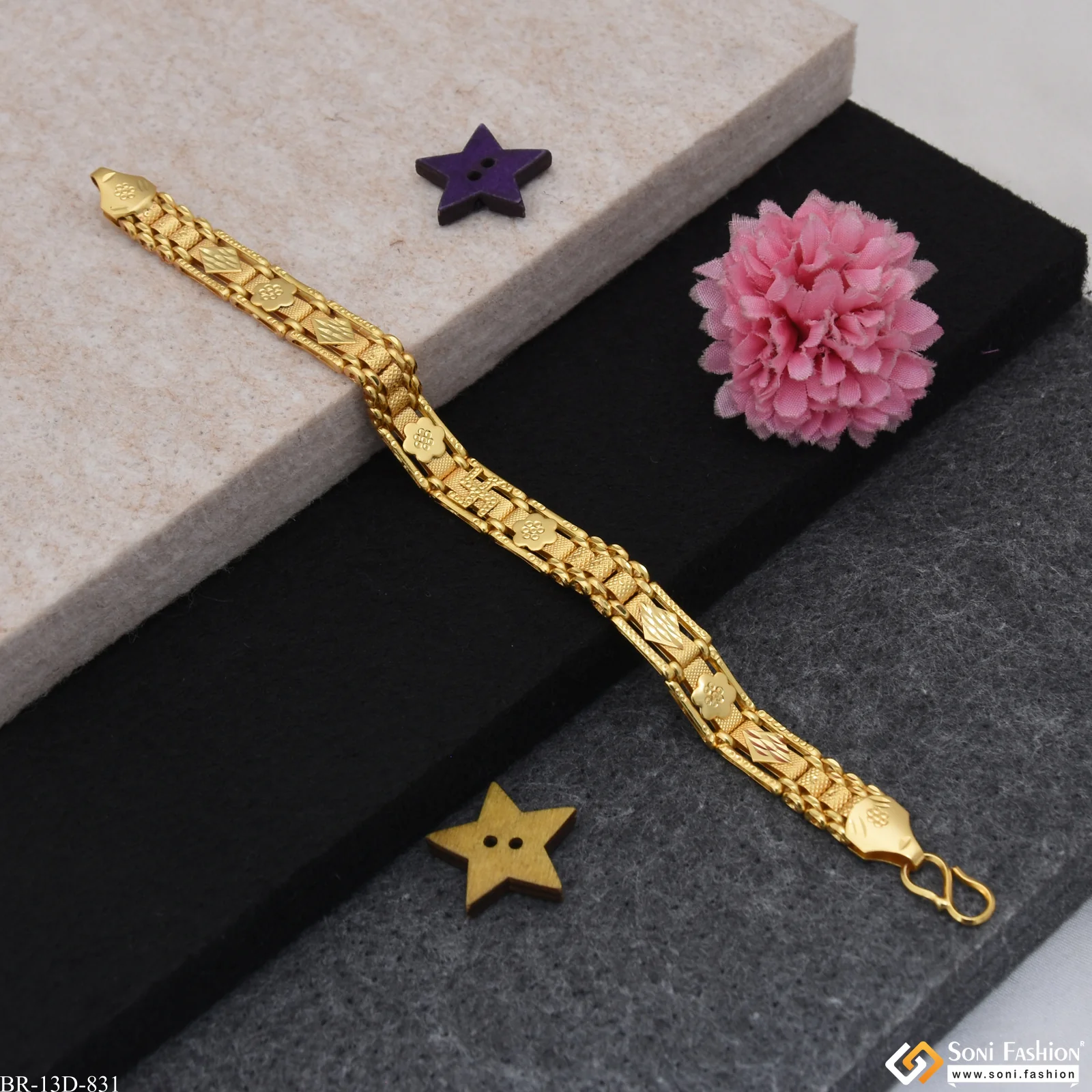 Latest Design High-Quality Gold Plated Box Bracelet for Men - Style D831 - Image 5