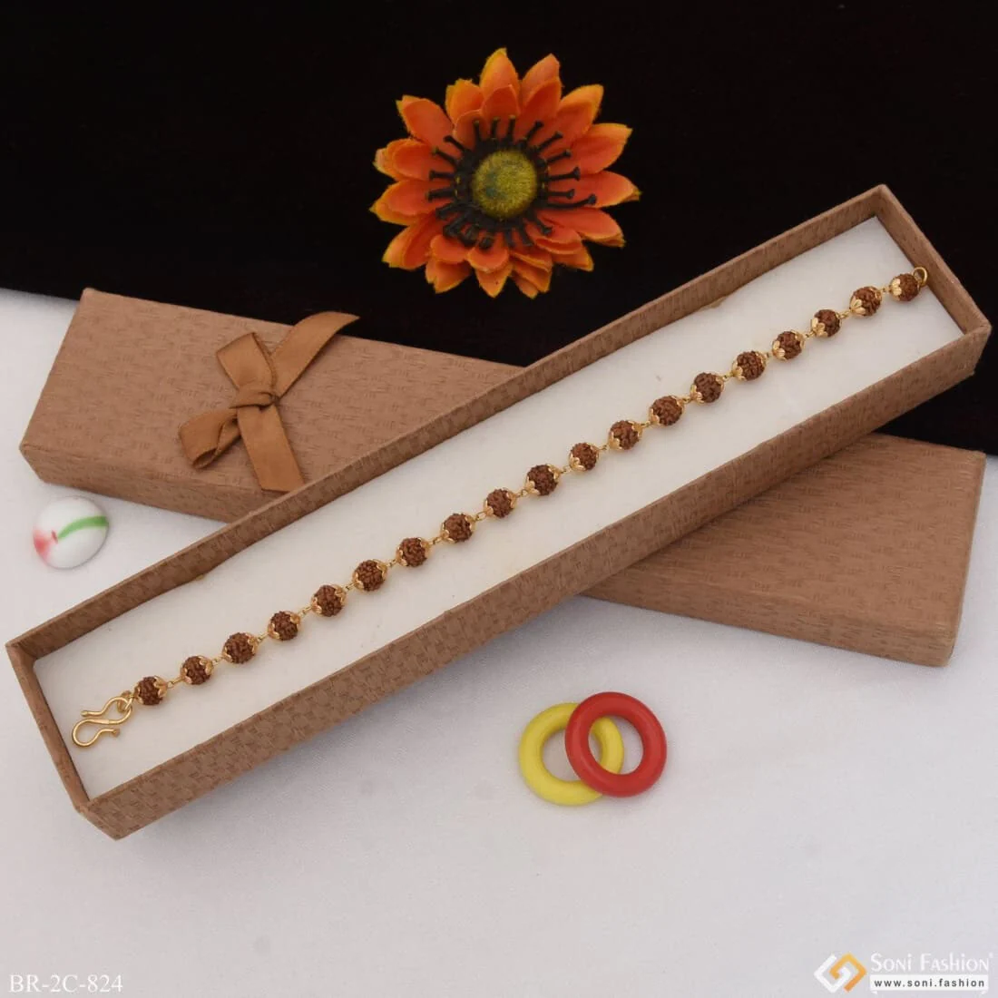 Latest Design High-quality Gold Plated Rudraksha Bracelet For Men - Style C824 - Image 3