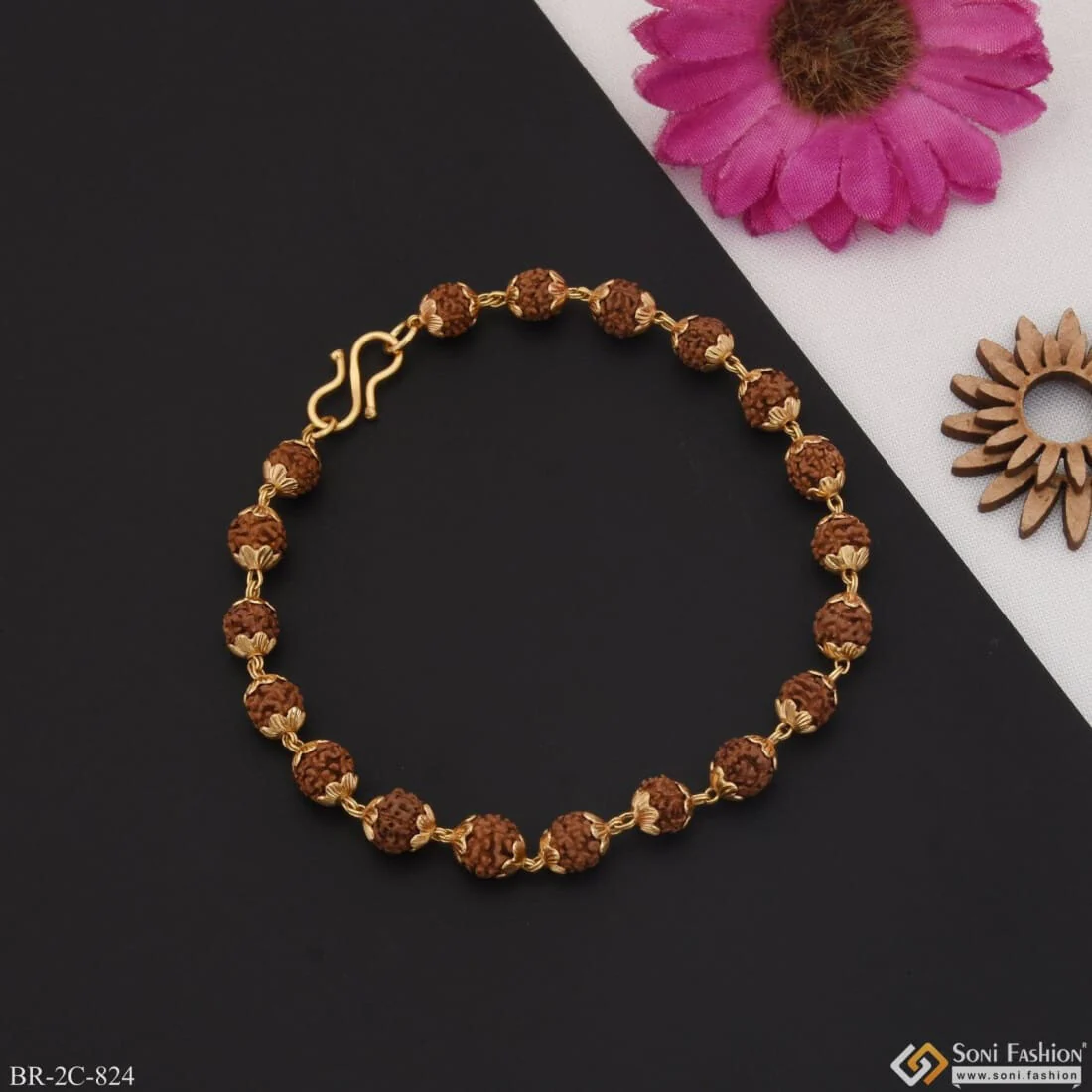 Latest Design High-quality Gold Plated Rudraksha Bracelet For Men - Style C824 - Image 4