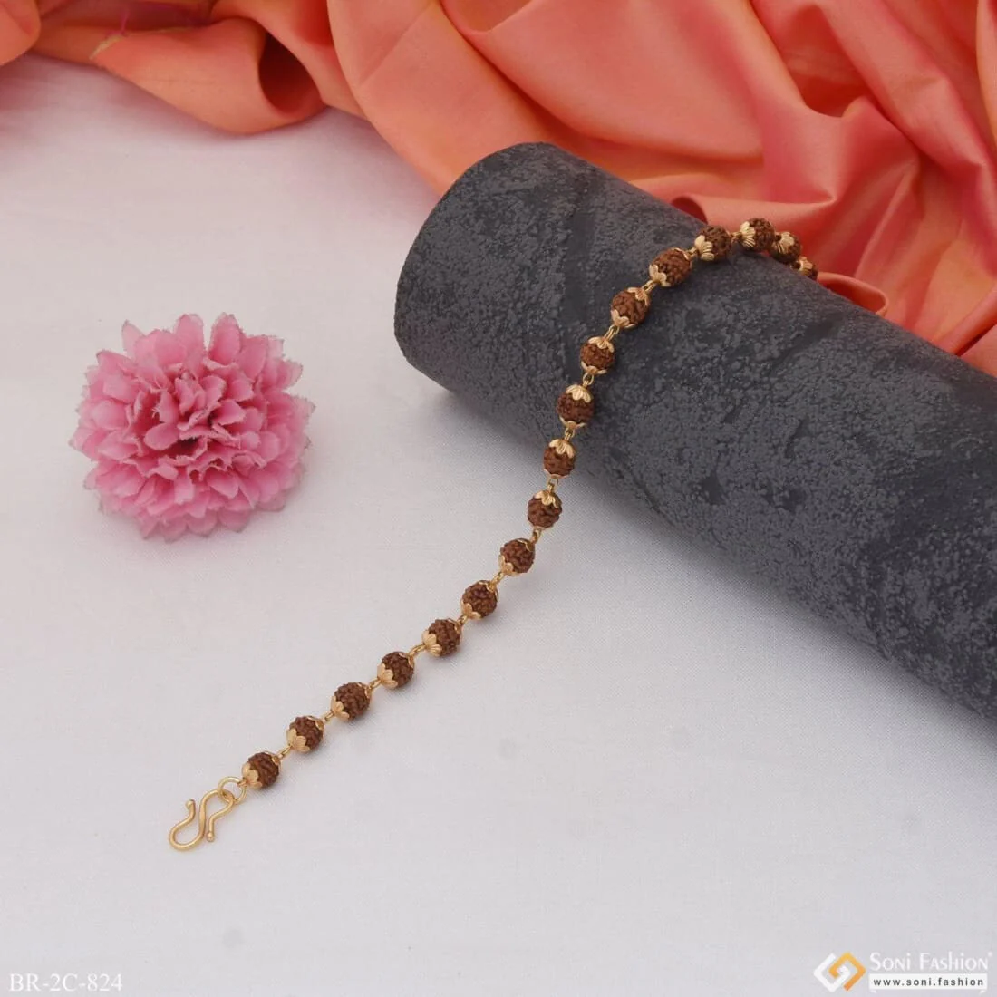 Latest Design High-quality Gold Plated Rudraksha Bracelet For Men - Style C824 - Image 5