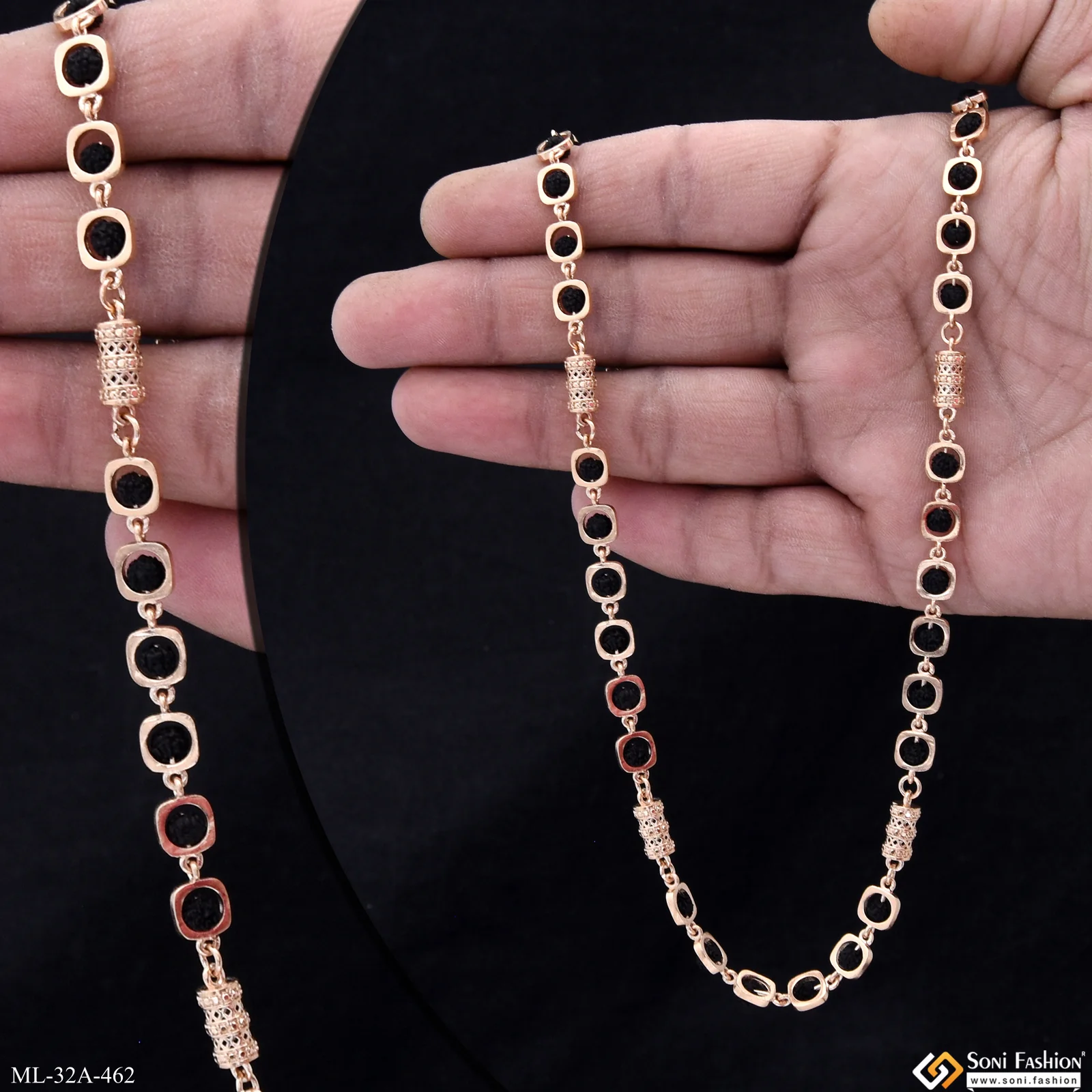Latest Design Rose Gold 18K Rudraksha Mala for Men - Style A462 - Image 3