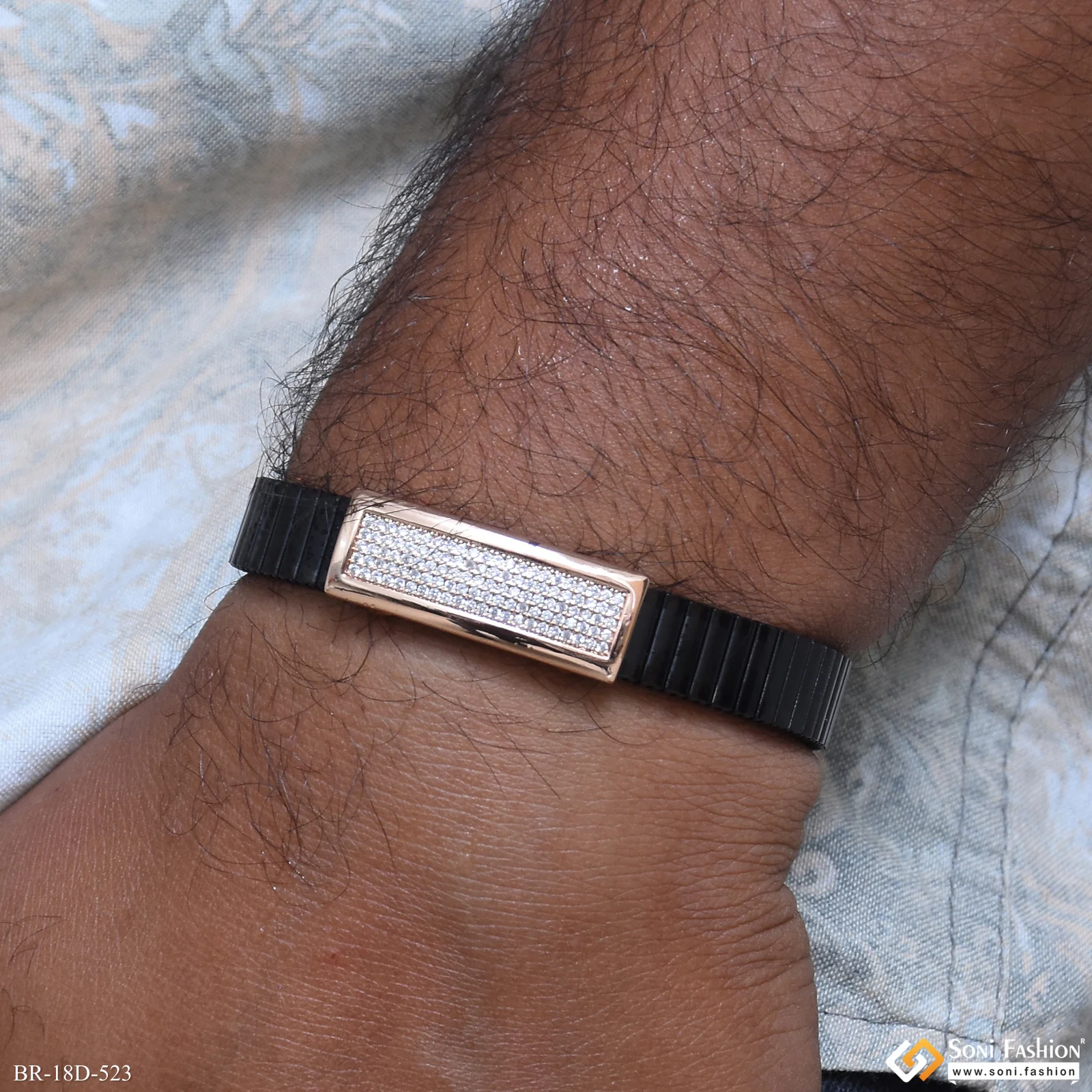 Latest Design Rose Gold & Black Color Bracelet for Men - Style D523 - Image 3