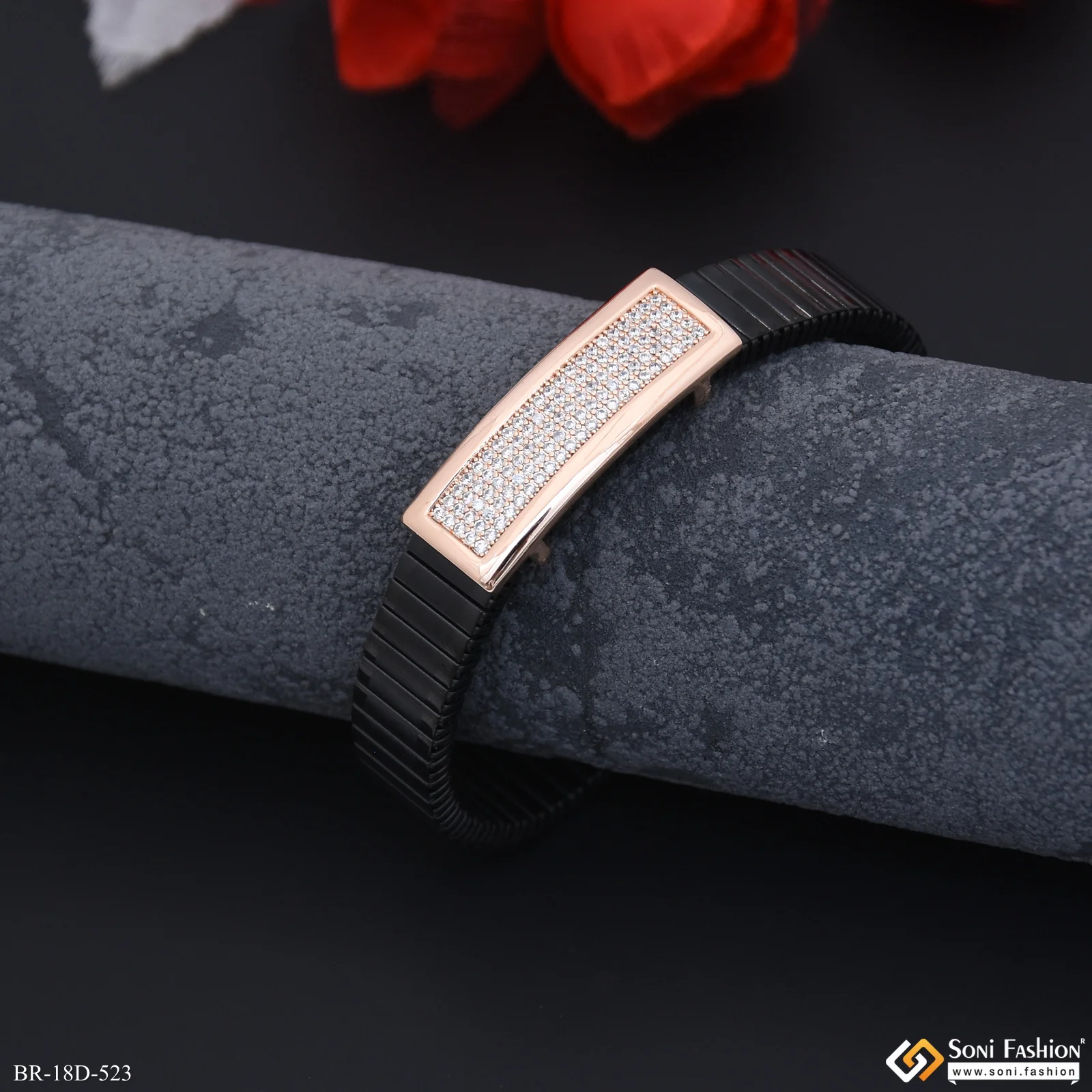 Latest Design Rose Gold & Black Color Bracelet for Men - Style D523 - Image 5