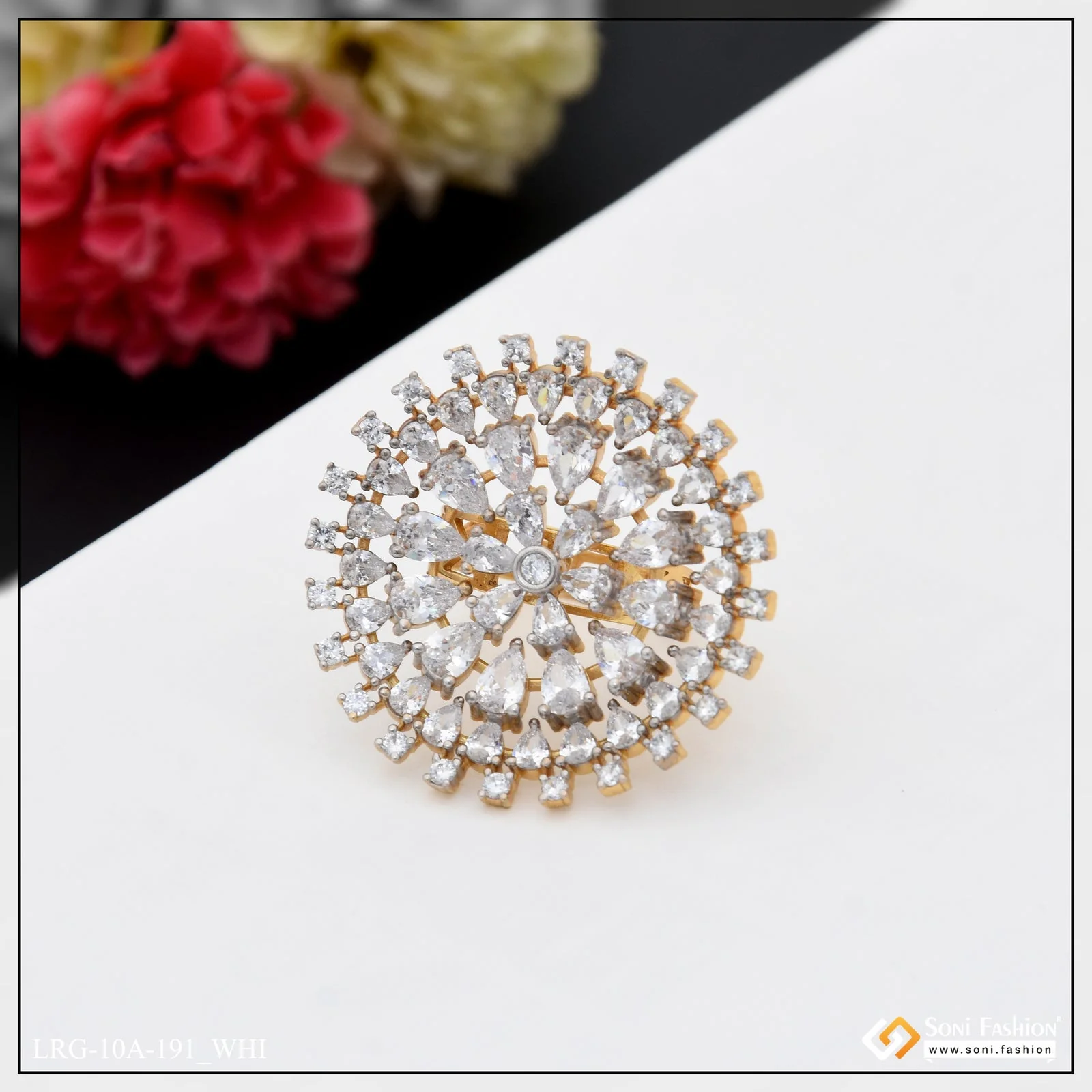 Latest Design with Diamond Best Quality Gold Plated Ring for Ladies - Style A191 - Image 2