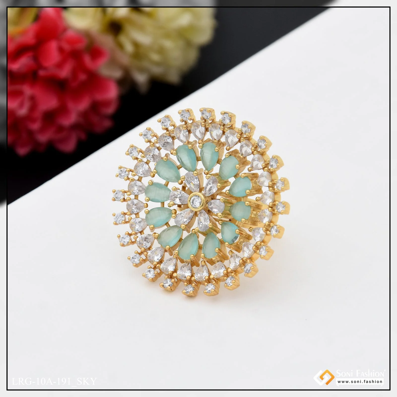 Latest Design with Diamond Best Quality Gold Plated Ring for Ladies - Style A191 - Image 3