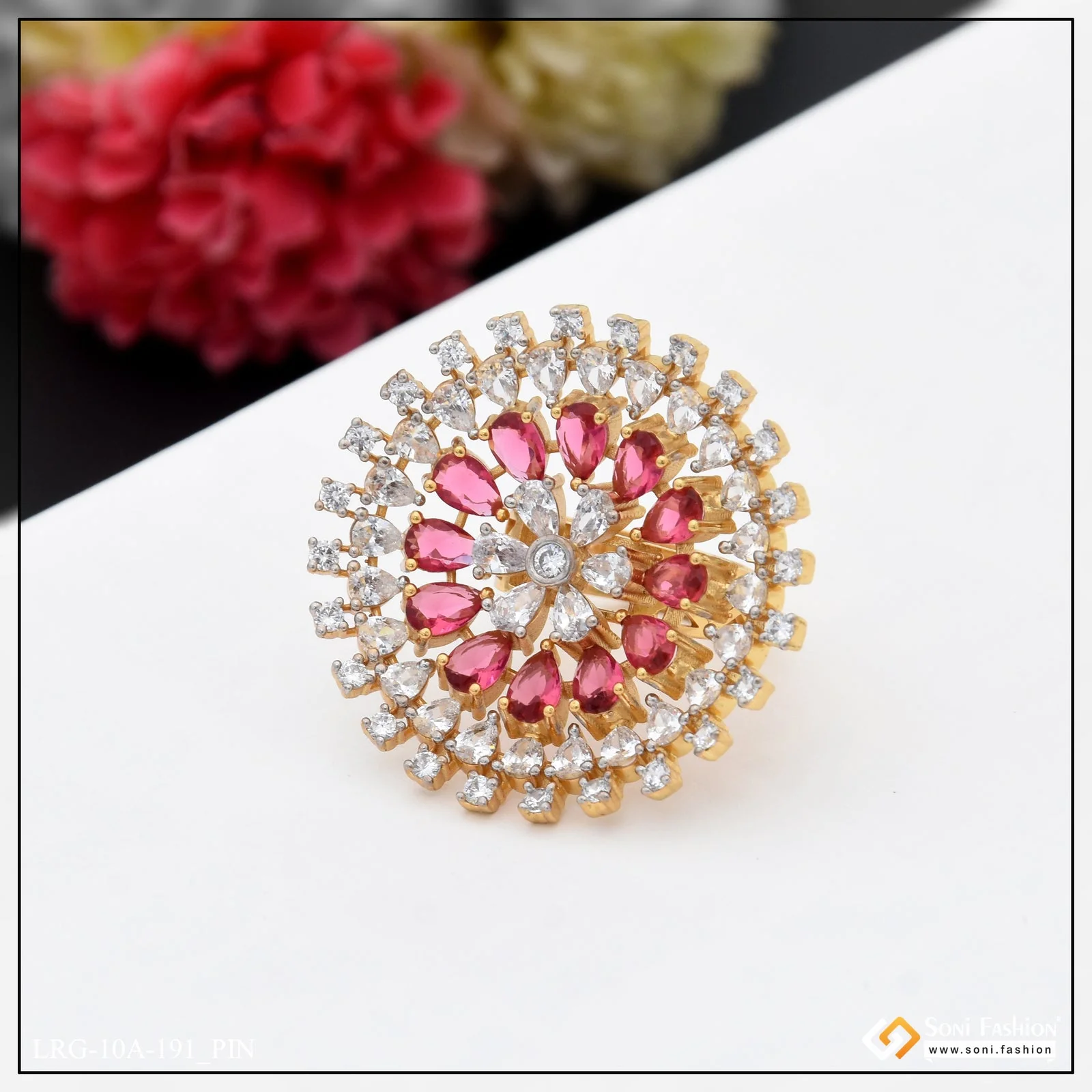 Latest Design with Diamond Best Quality Gold Plated Ring for Ladies - Style A191 - Image 5
