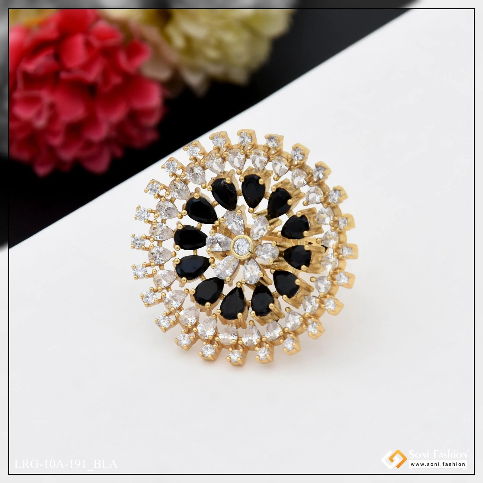 Latest Design with Diamond Best Quality Gold Plated Ring for Ladies - Style A191 - Image 6