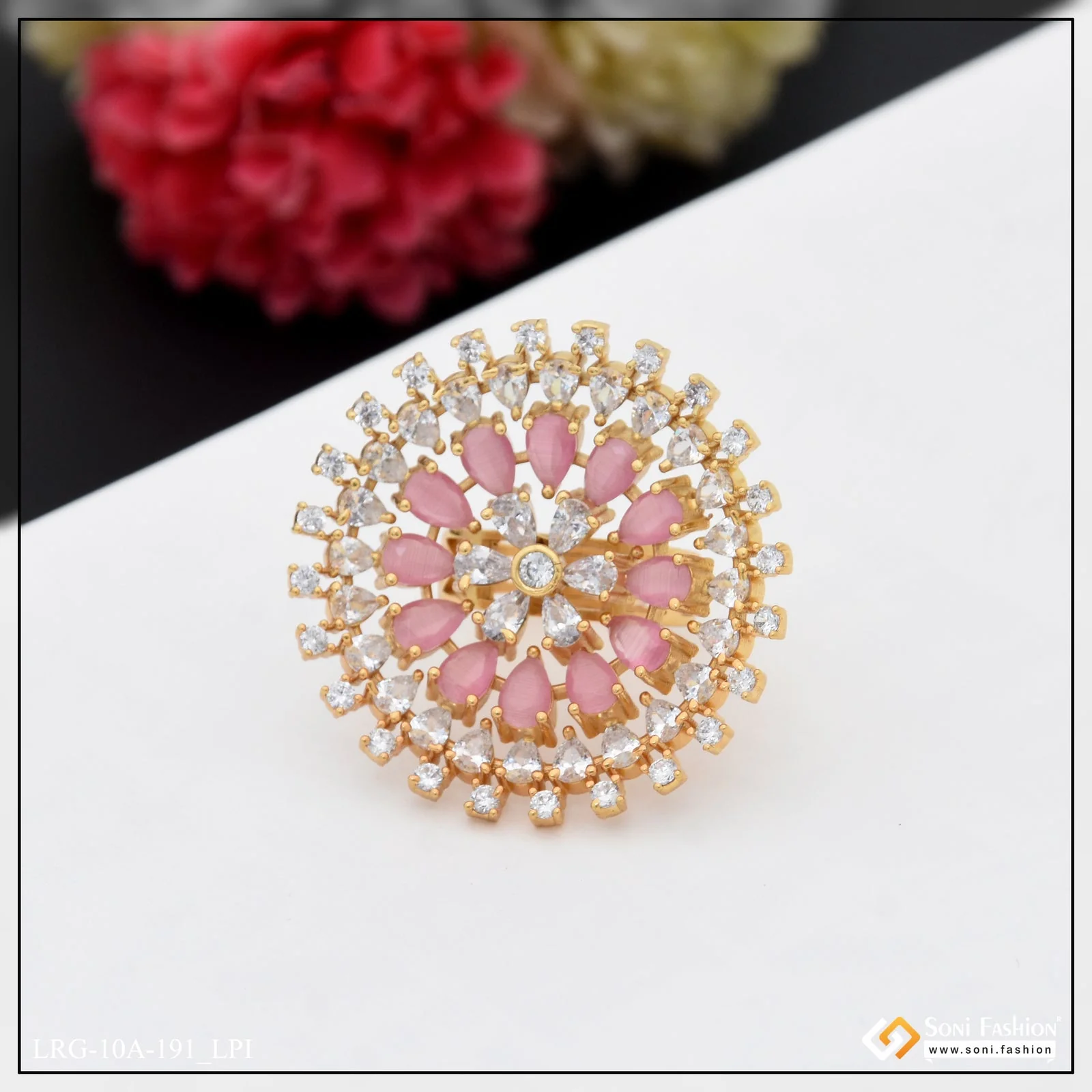 Latest Design with Diamond Best Quality Gold Plated Ring for Ladies - Style A191 - Image 7