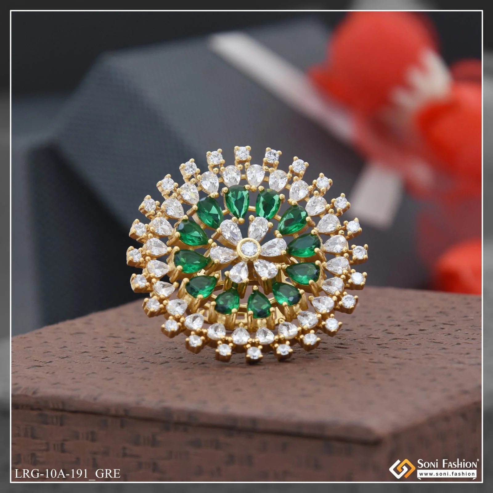 Latest Design with Diamond Best Quality Gold Plated Ring for Ladies - Style A191 - Image 9