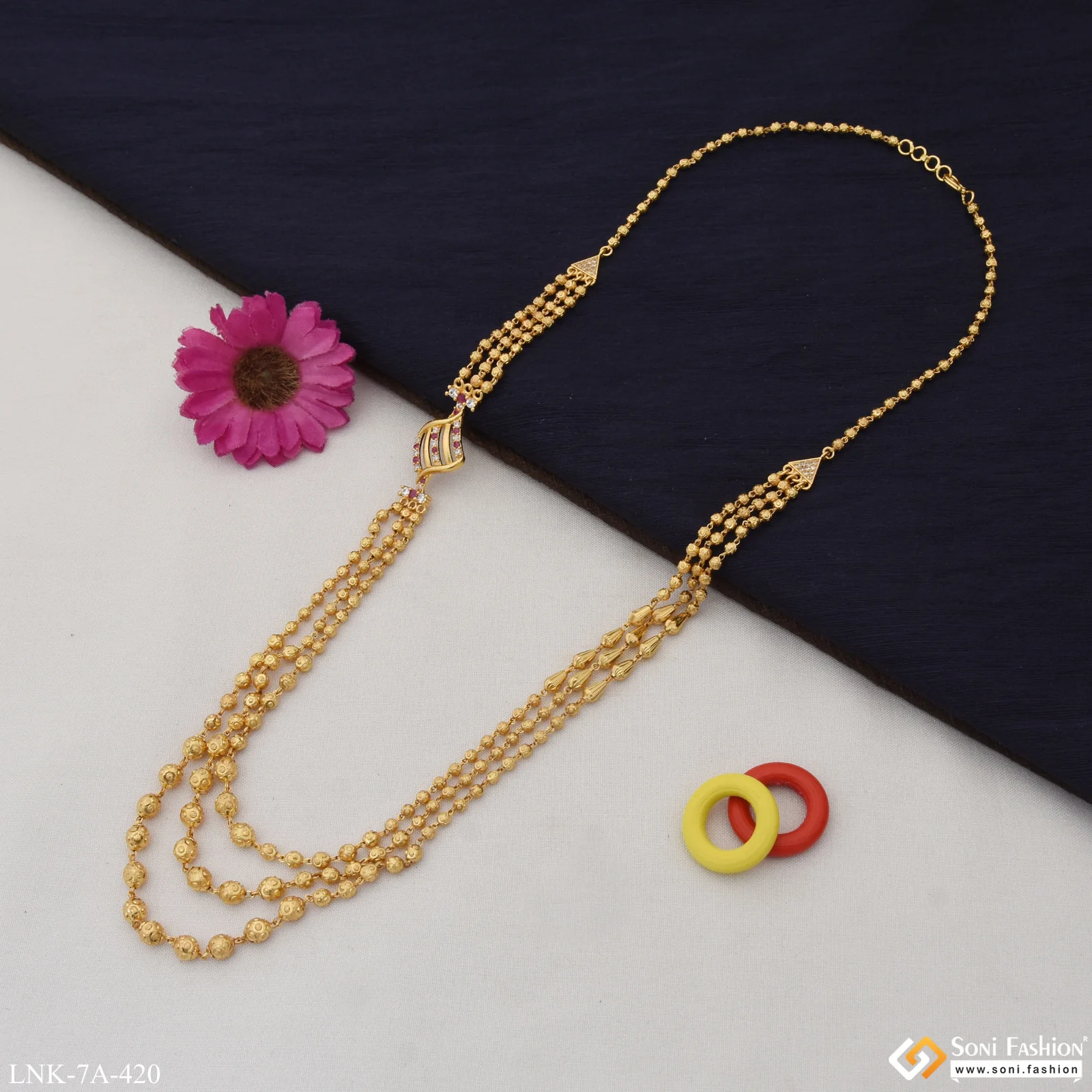 Latest Design with Diamond Latest Design Gold Plated Mala for Women - Style A420 - Image 6