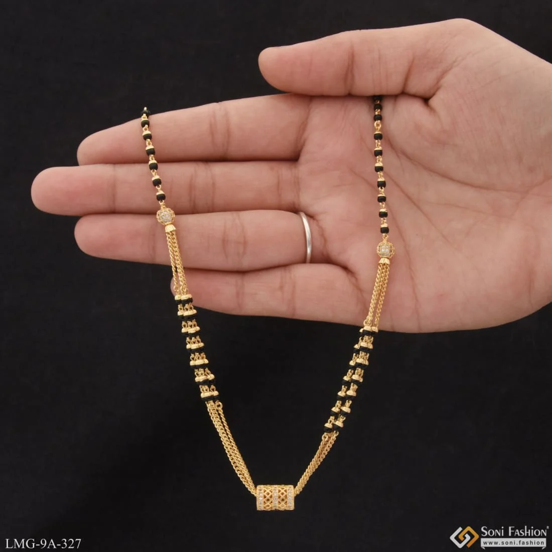 Latest Design with Diamond New Style Gold Plated Mangalsutra for Women - Style A327 - Image 3