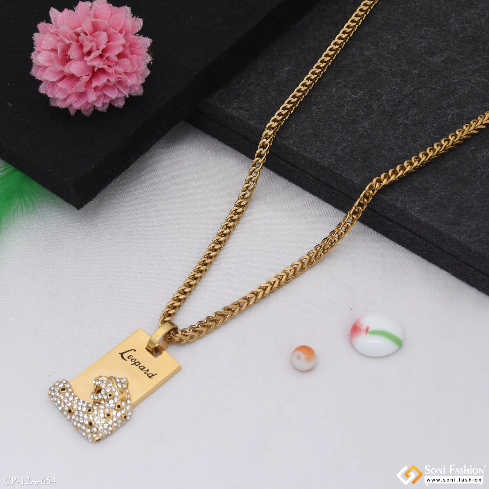 Leapard Latest Design Golden Color Pendant With Chain for Men - Style A654 - Image 6