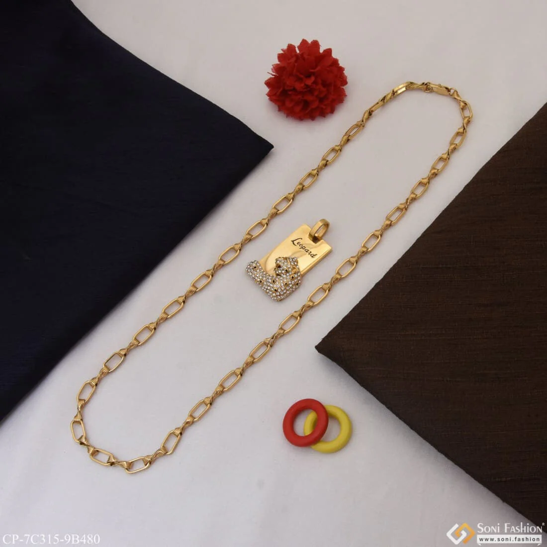Leopard with Diamond Glamorous Design Chain Pendant Combo for Men (CP-C315-B480) - Image 4