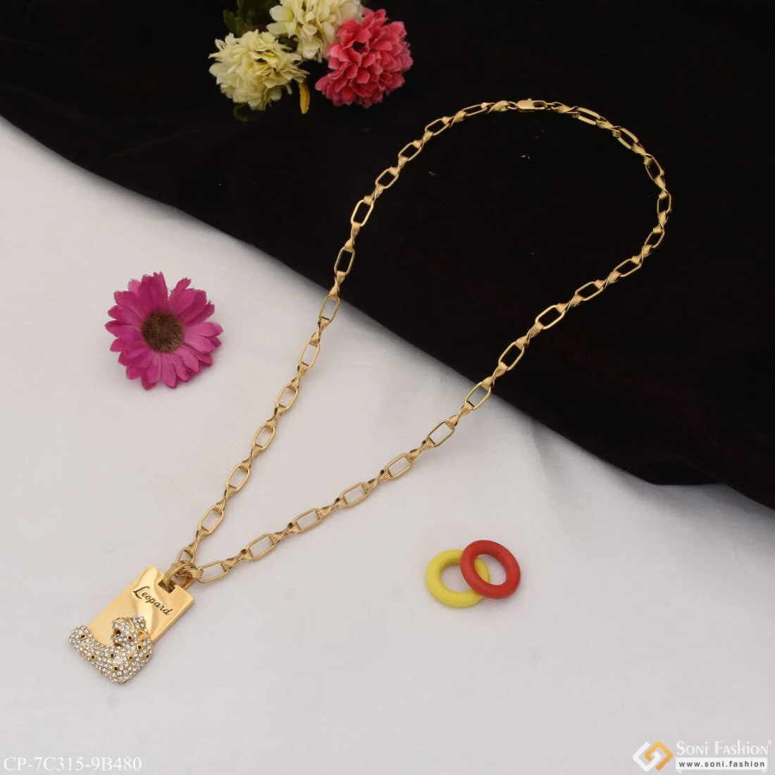 Leopard with Diamond Glamorous Design Chain Pendant Combo for Men (CP-C315-B480) - Image 5