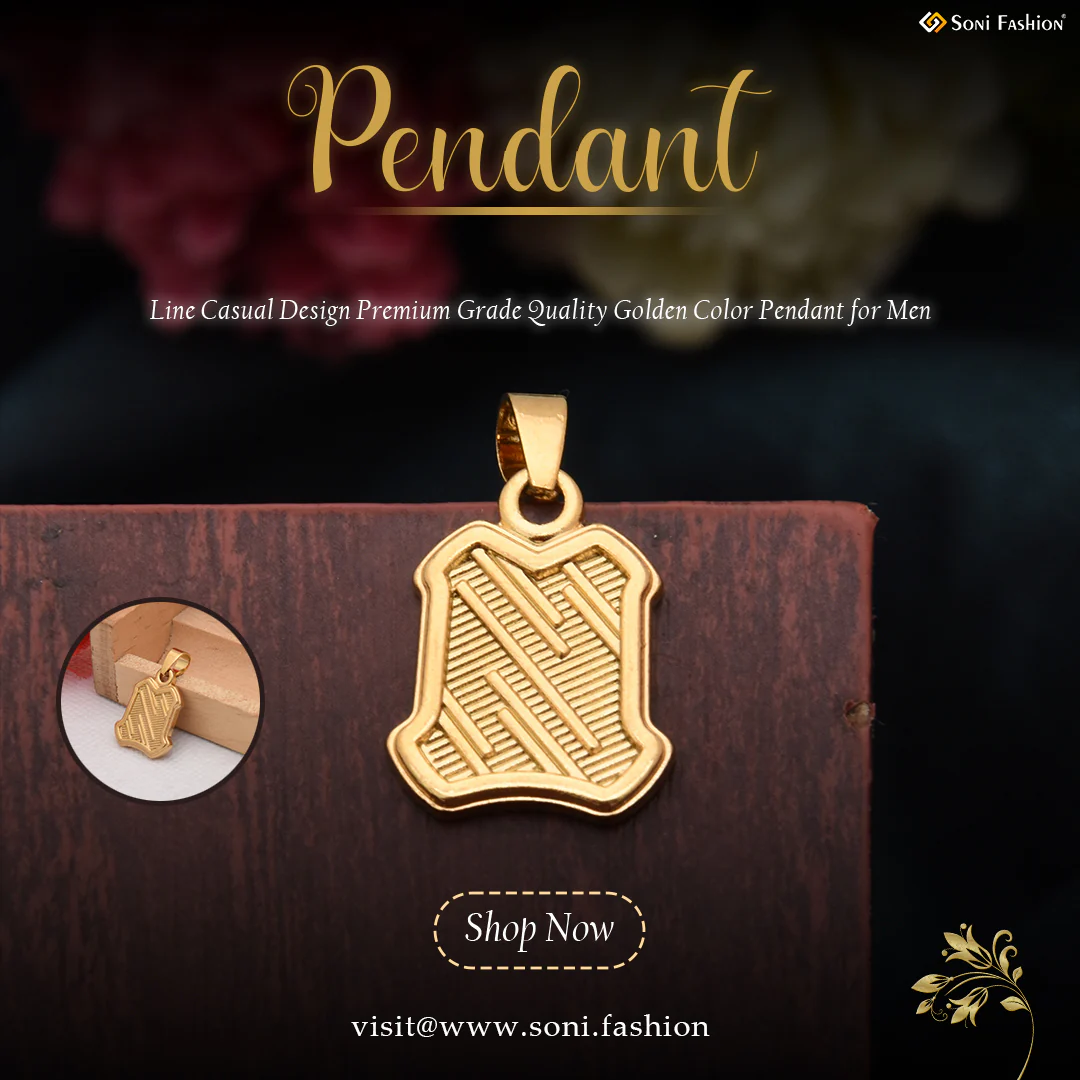 Line Casual Design Premium-grade Quality Golden Color Pendant For Men - Style B198