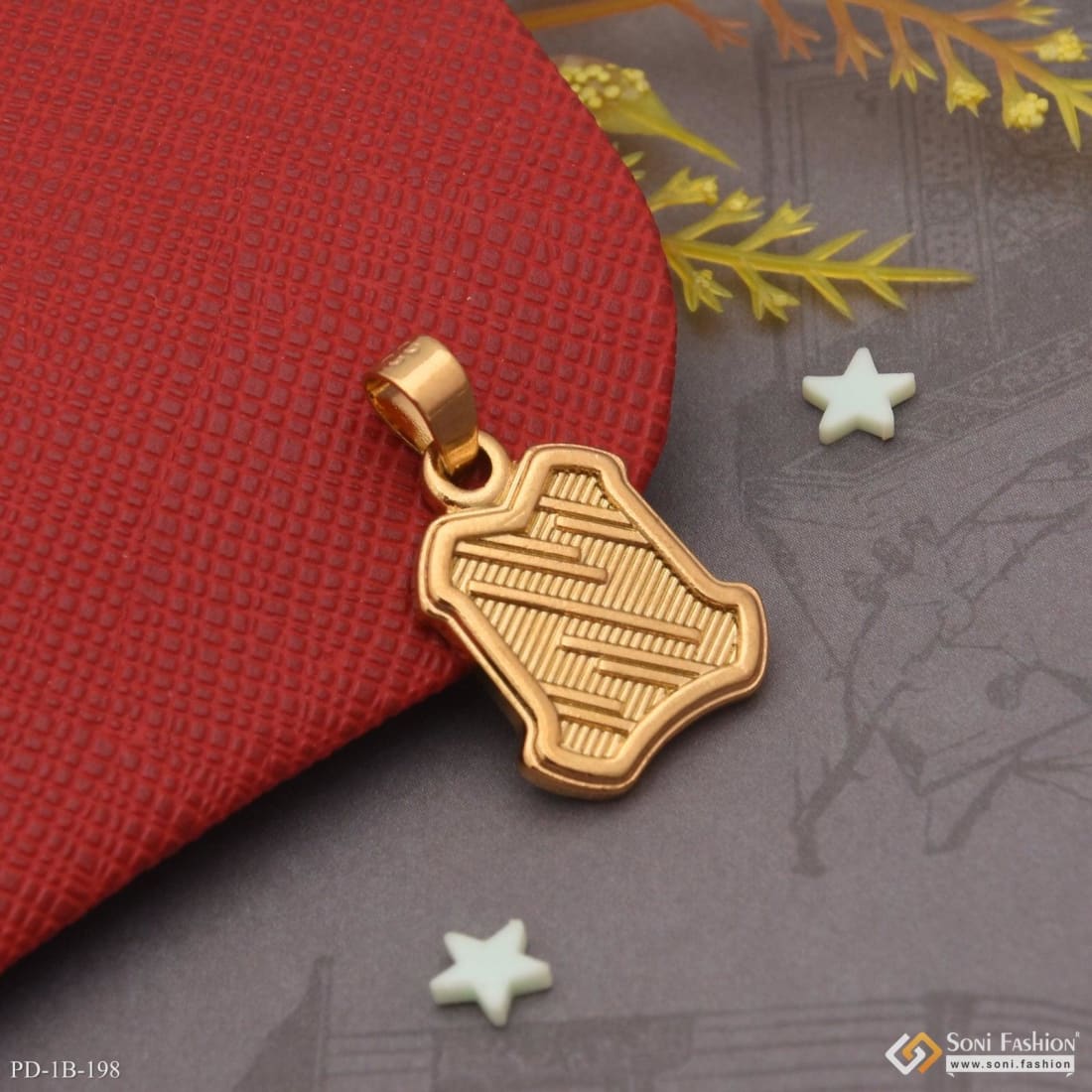 Line Casual Design Premium-grade Quality Golden Color Pendant For Men - Style B198 - Image 3